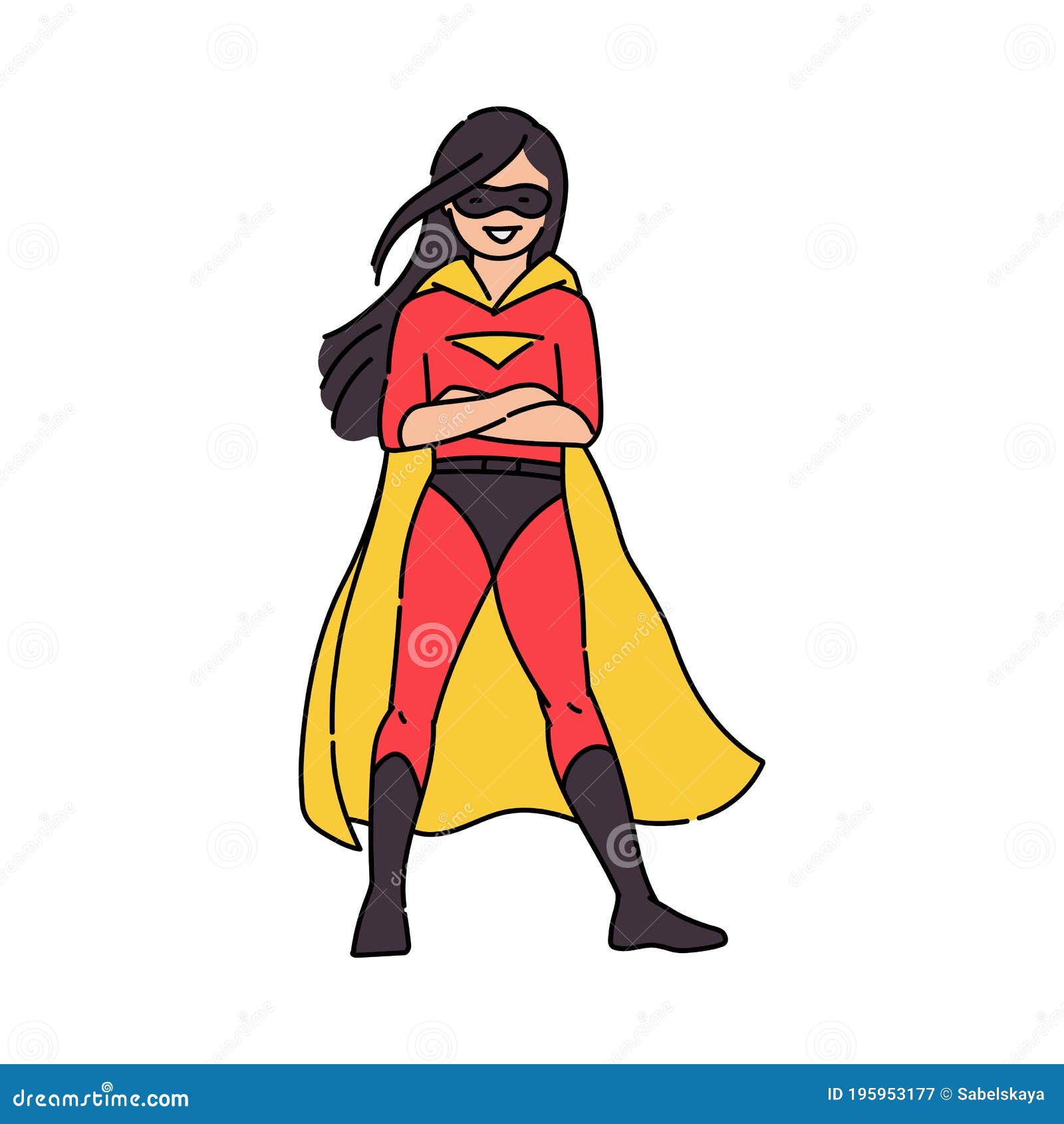 Superhero stock vector. Illustration of girl, outline - 45690830