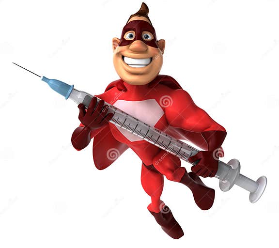 Superhero with a syringe stock illustration. Illustration of boot 11679223