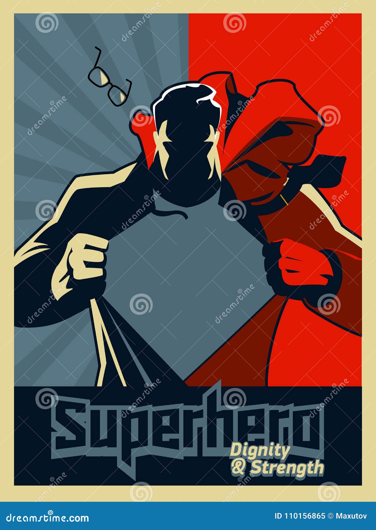 superman tearing his shirt. blue and red graphic. .  . silhouette