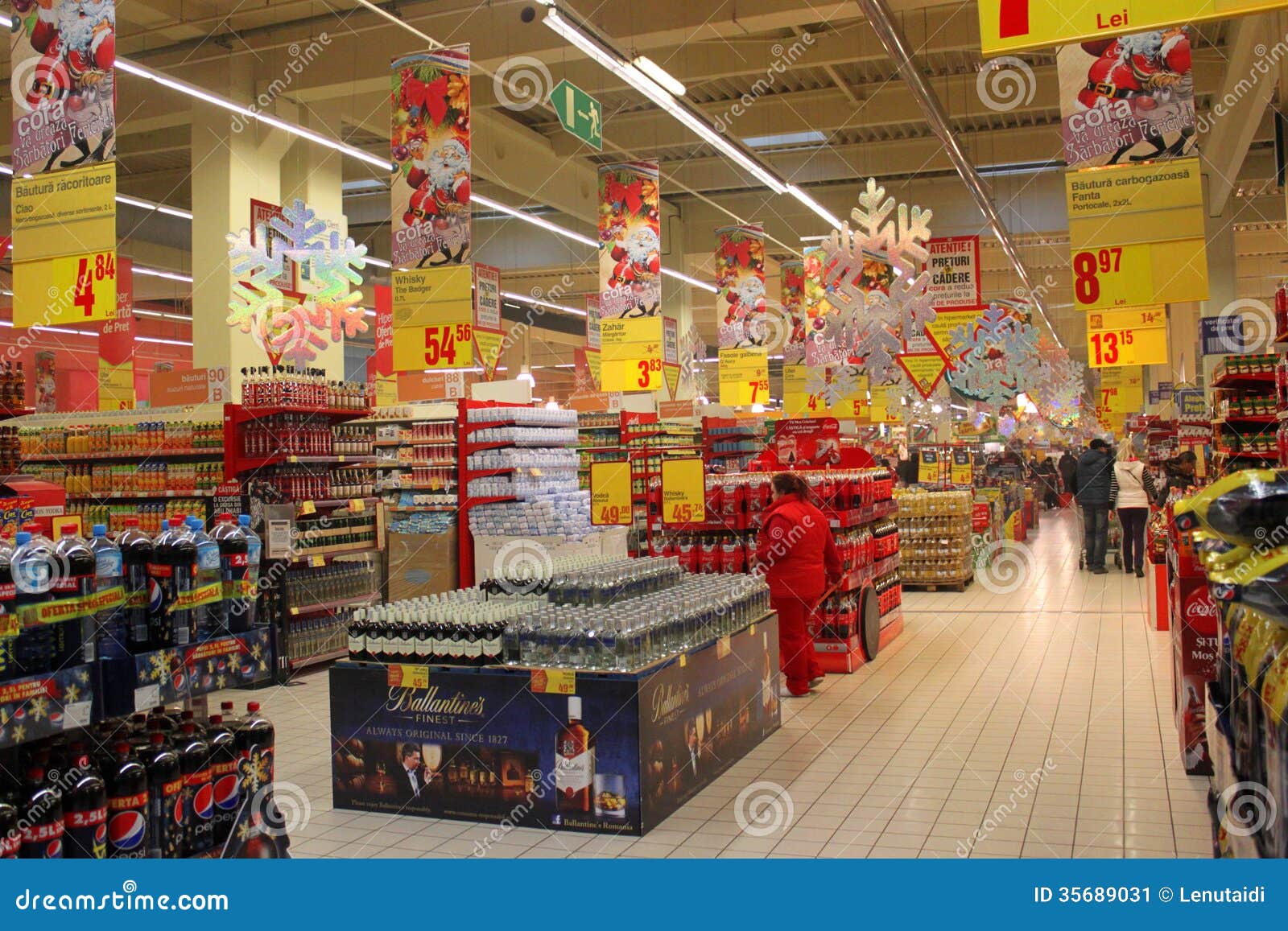 Supermarket Decorated For Christmas Editorial Photo 