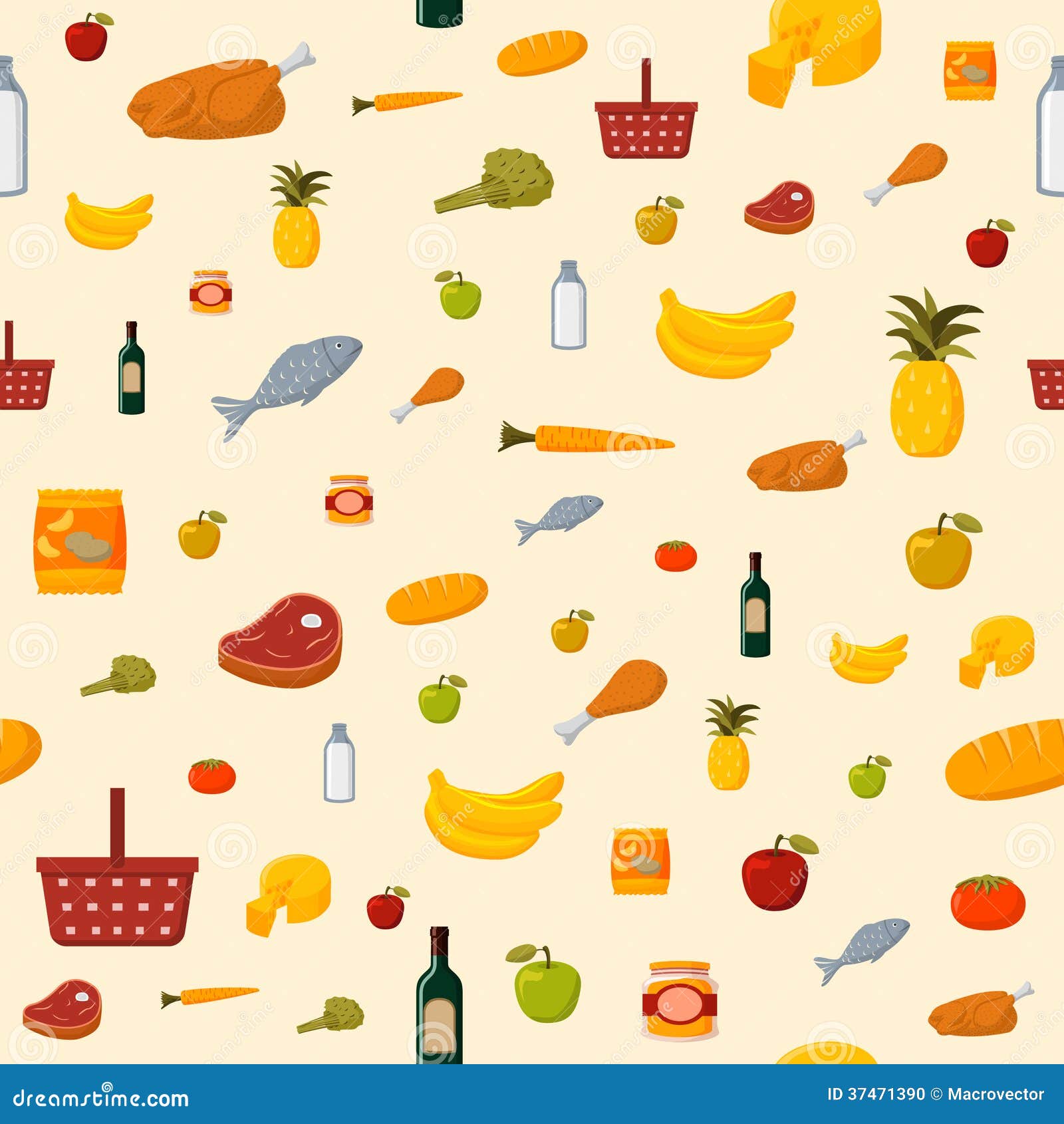 supermarket food items seamless background
