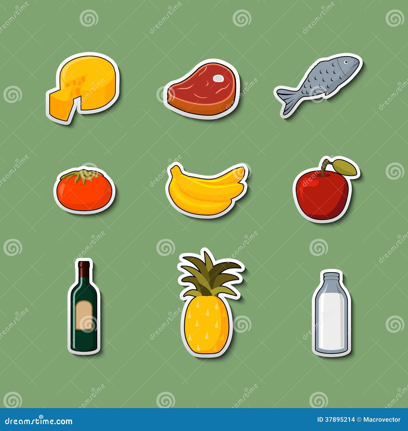 Supermarket Foods Items on Stickers Stock Vector - Illustration of ...