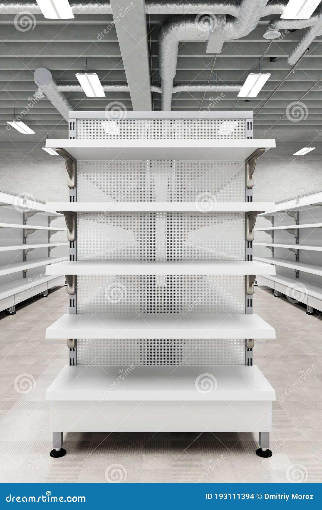 Download Supermarket Interior With Empty Store Shelves Mock Up Stock Illustration Illustration Of Aisle Mockup 193111394
