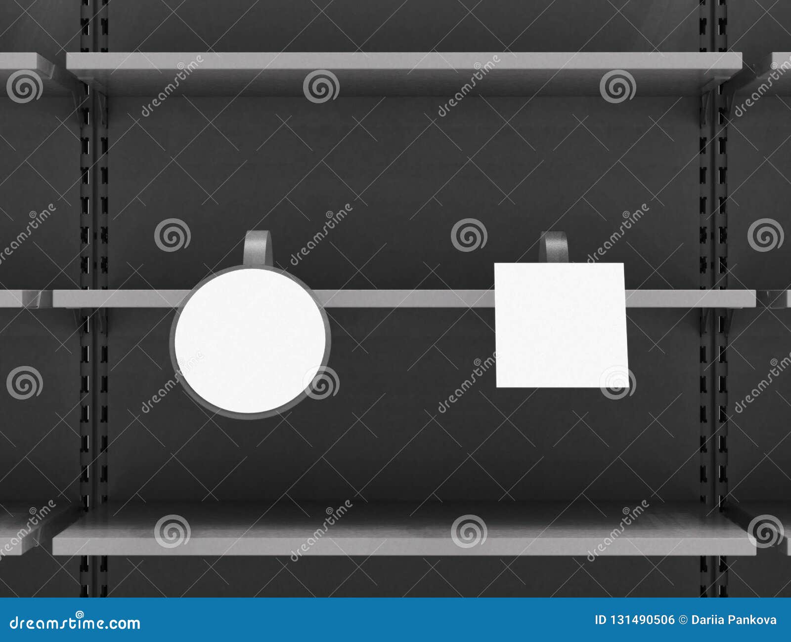 Download Supermarket Shelf With Circle And Square Shelf Stopper Or Wobblers Stock Illustration Illustration Of Clear Display 131490506