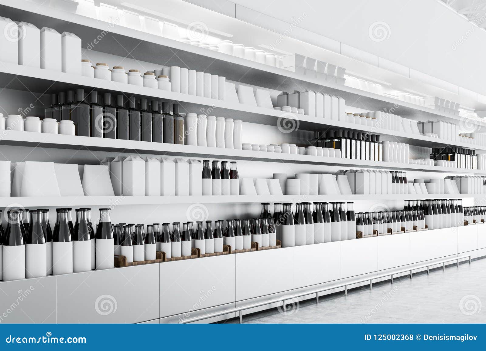 Download Supermarket Shelves With Mock Up Goods Stock Illustration Illustration Of Cans Design 125002368