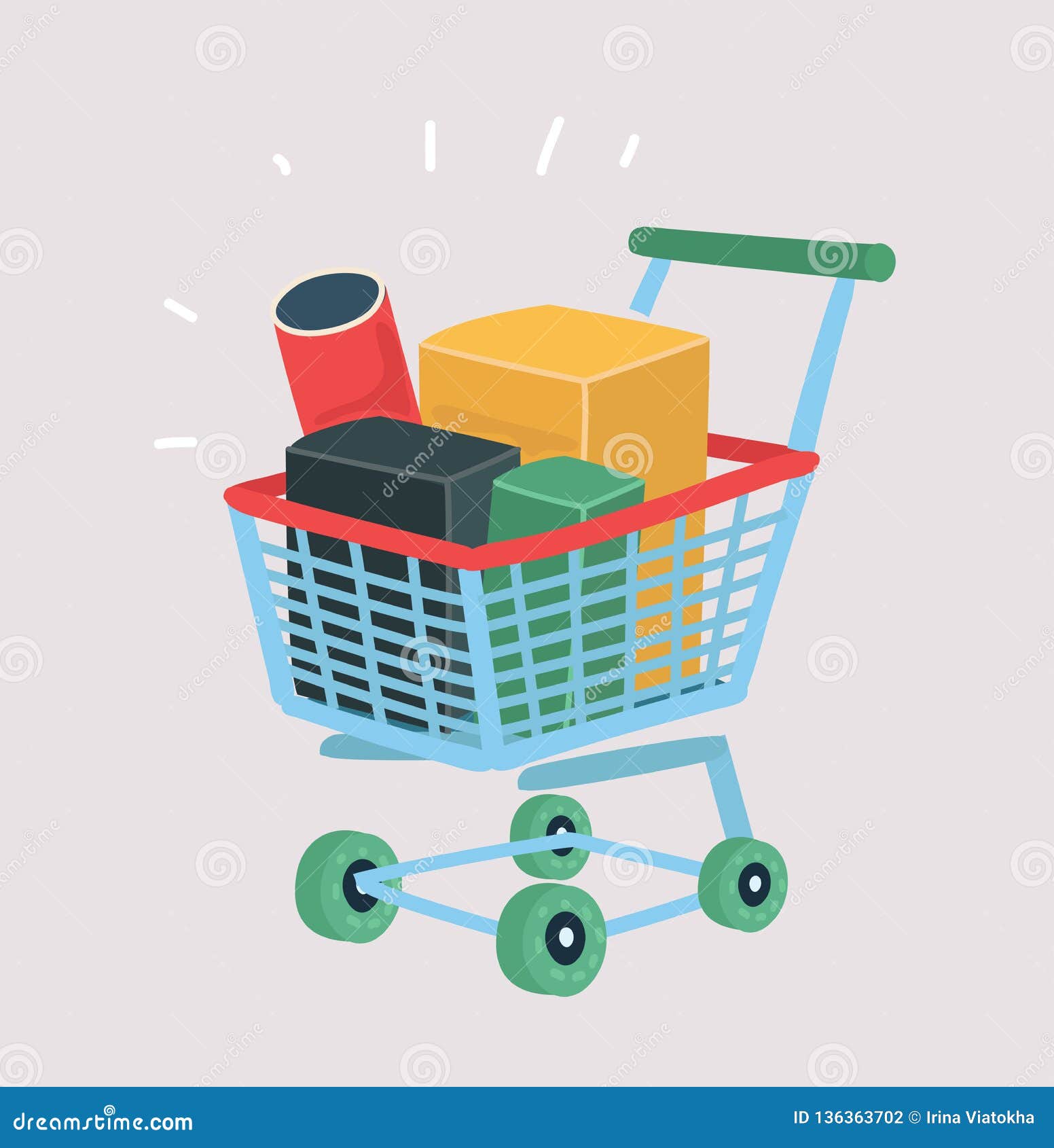 Supermarket shopping cart stock vector. Illustration of object - 136363702