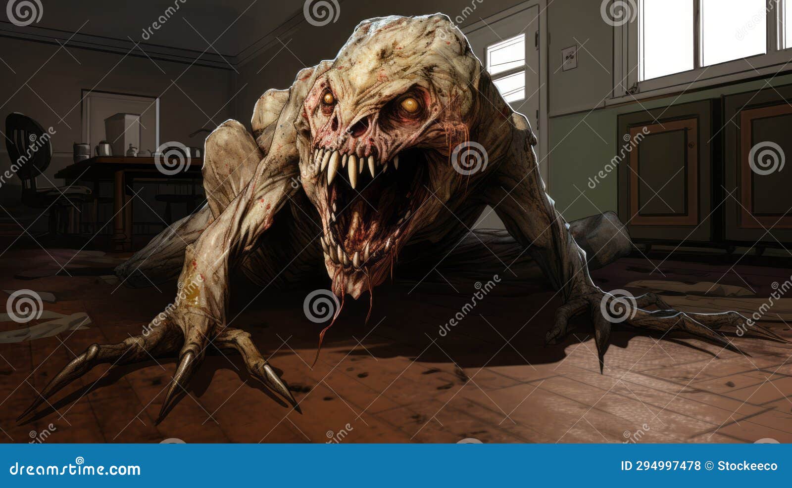 exuberant terrorwave: a peter howson inspired monster in death strike pose