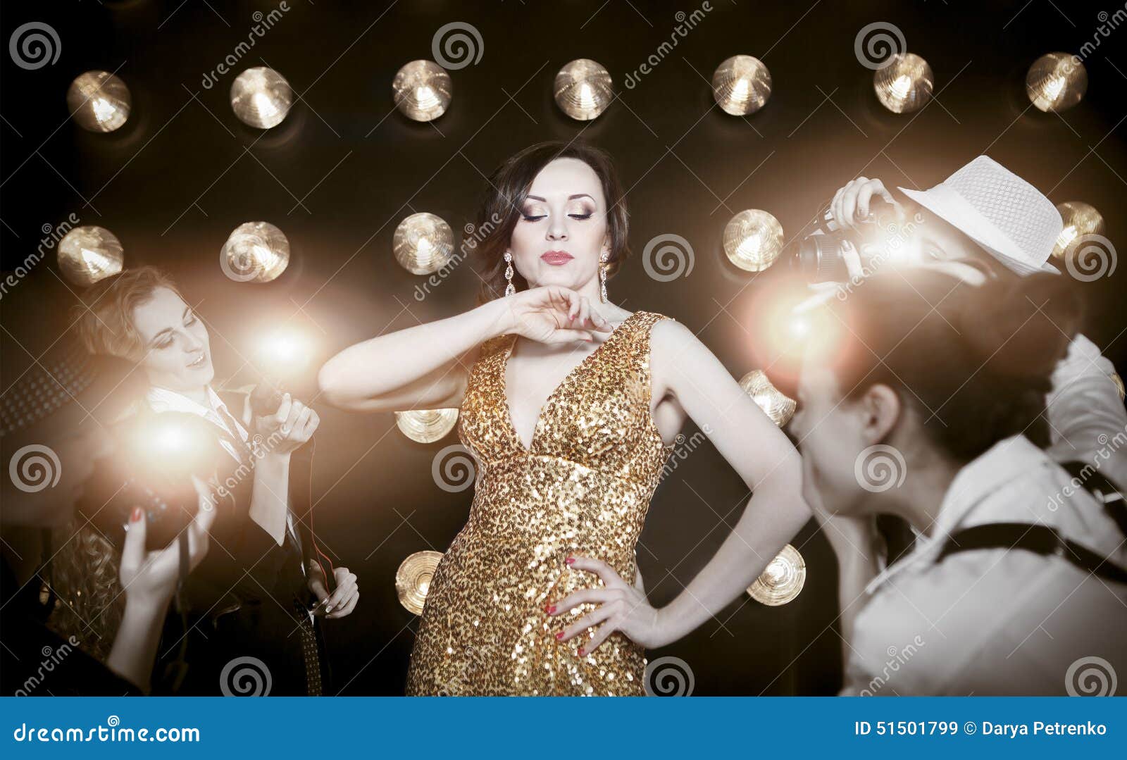 Superstar Woman Posing To Paparazzi Stock Image - Image of cinema ...
