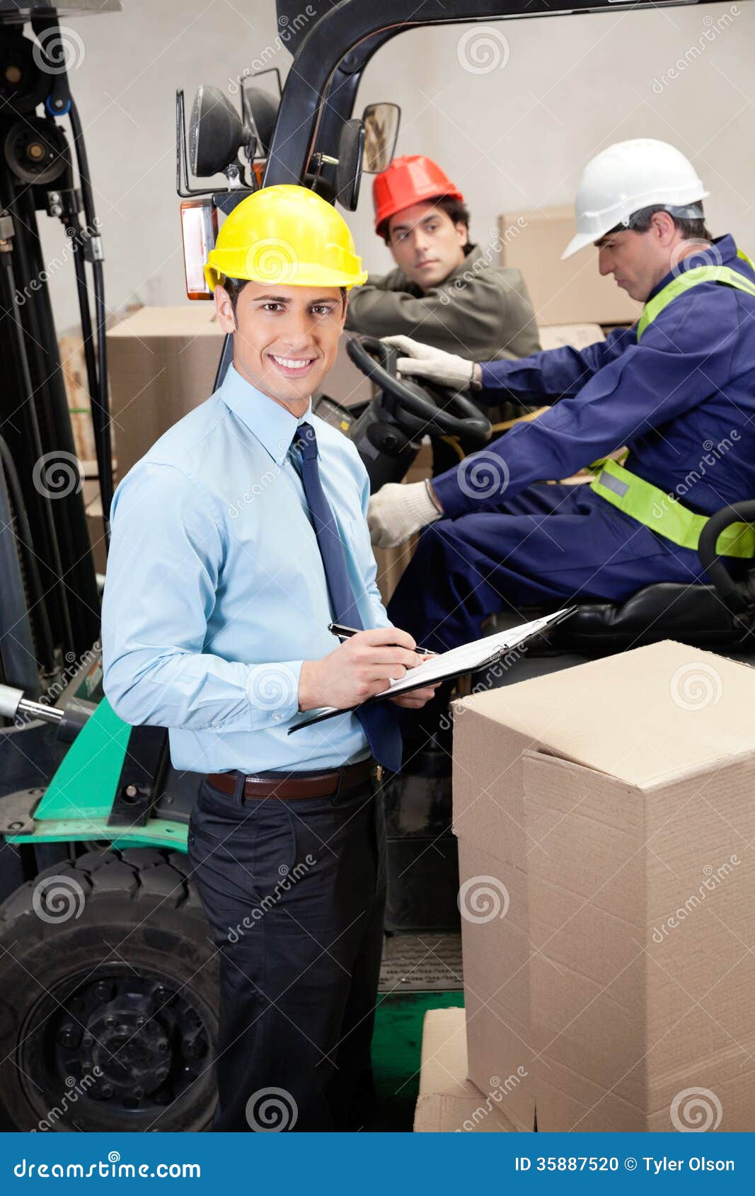 Supervisor with Foremen Working at Warehouse Stock Photo Image of