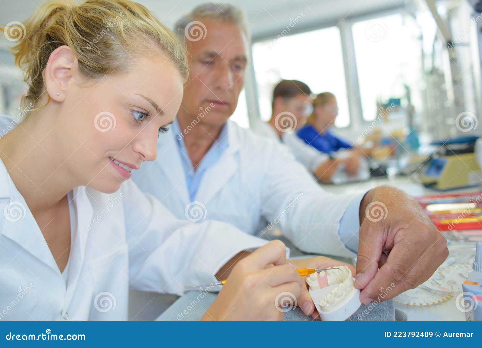 Supervisor Guiding Dental Technician Stock Image Image of denture