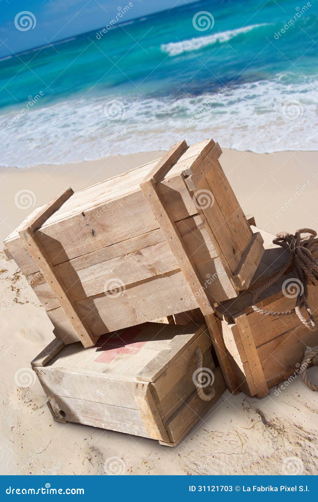 Supplies on a beach stock image. Image of nautical, sand 31121703