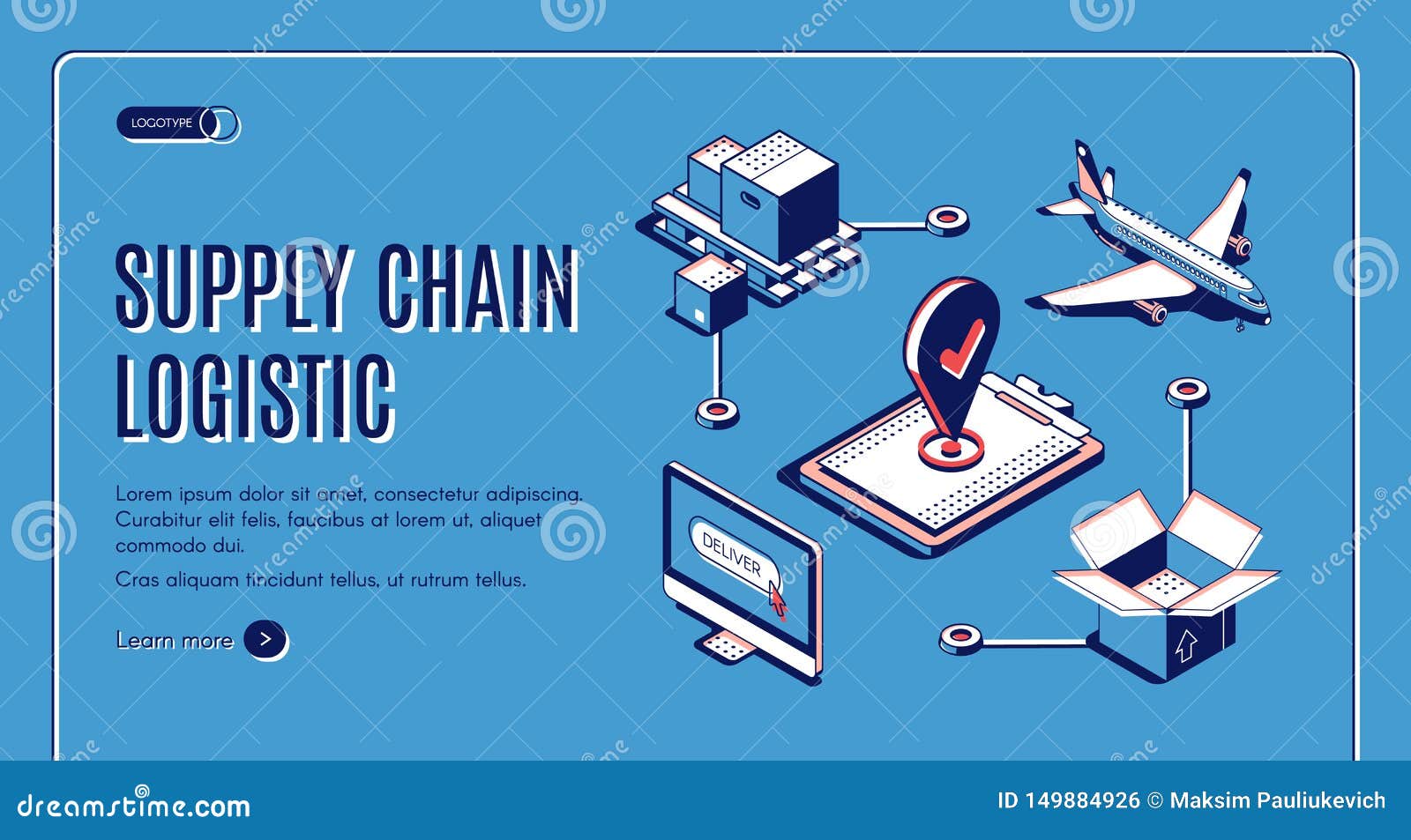 supply chain logistic isometric web landing banner
