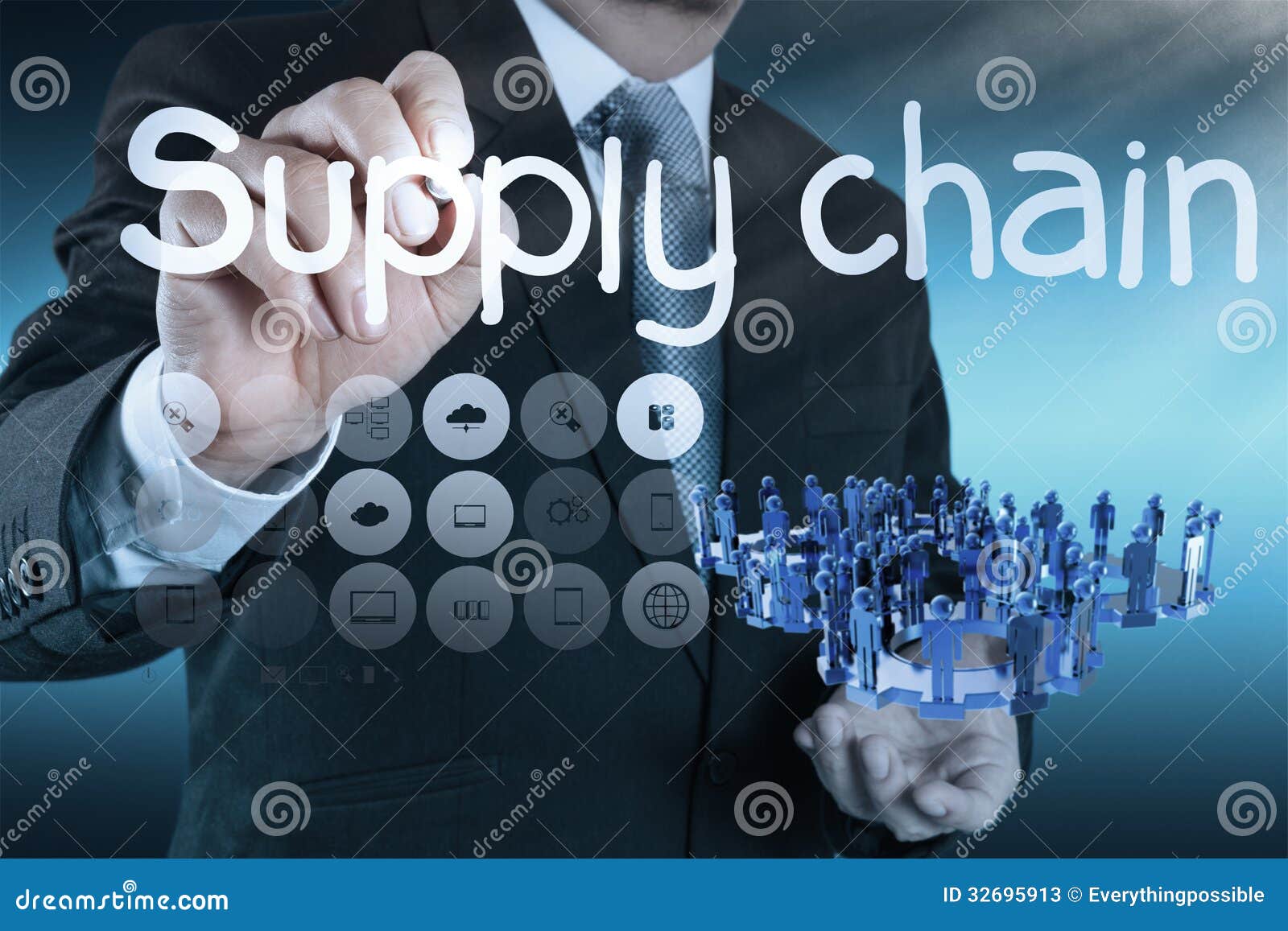 supply chain management concept by flow from supplier to customer