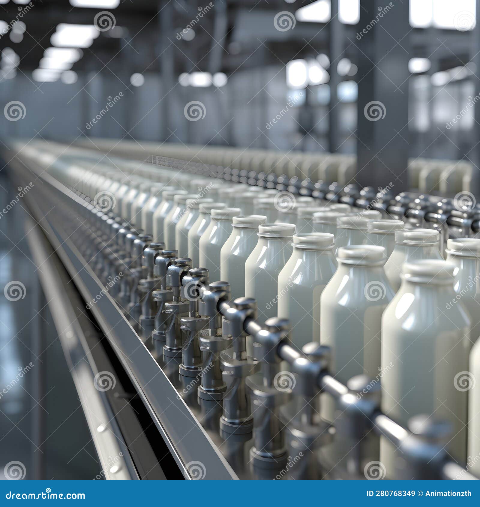 Supply Chain Optimization, Glass Milk Bottles on a Conveyor Belt, AI ...