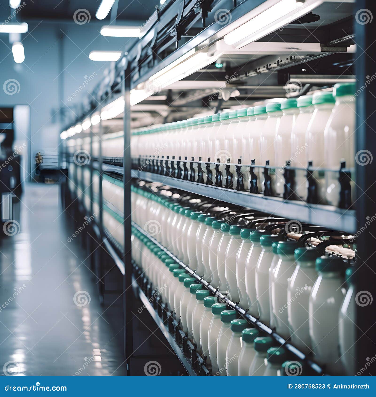 Supply Chain Optimization, Glass Milk Bottles on a Conveyor Belt, AI ...