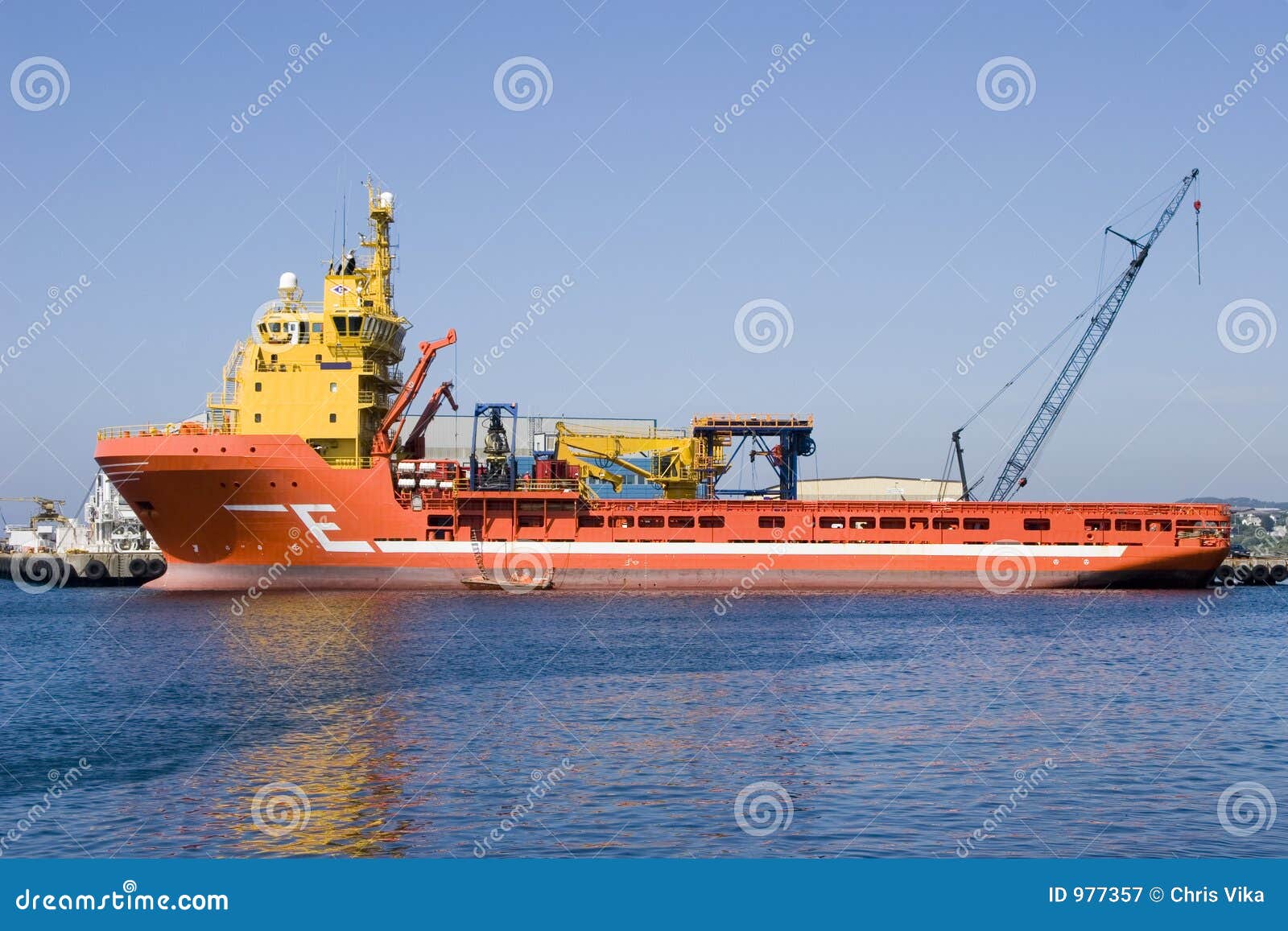 Supply ship stock image. Image of orange, supply, yacht 977357