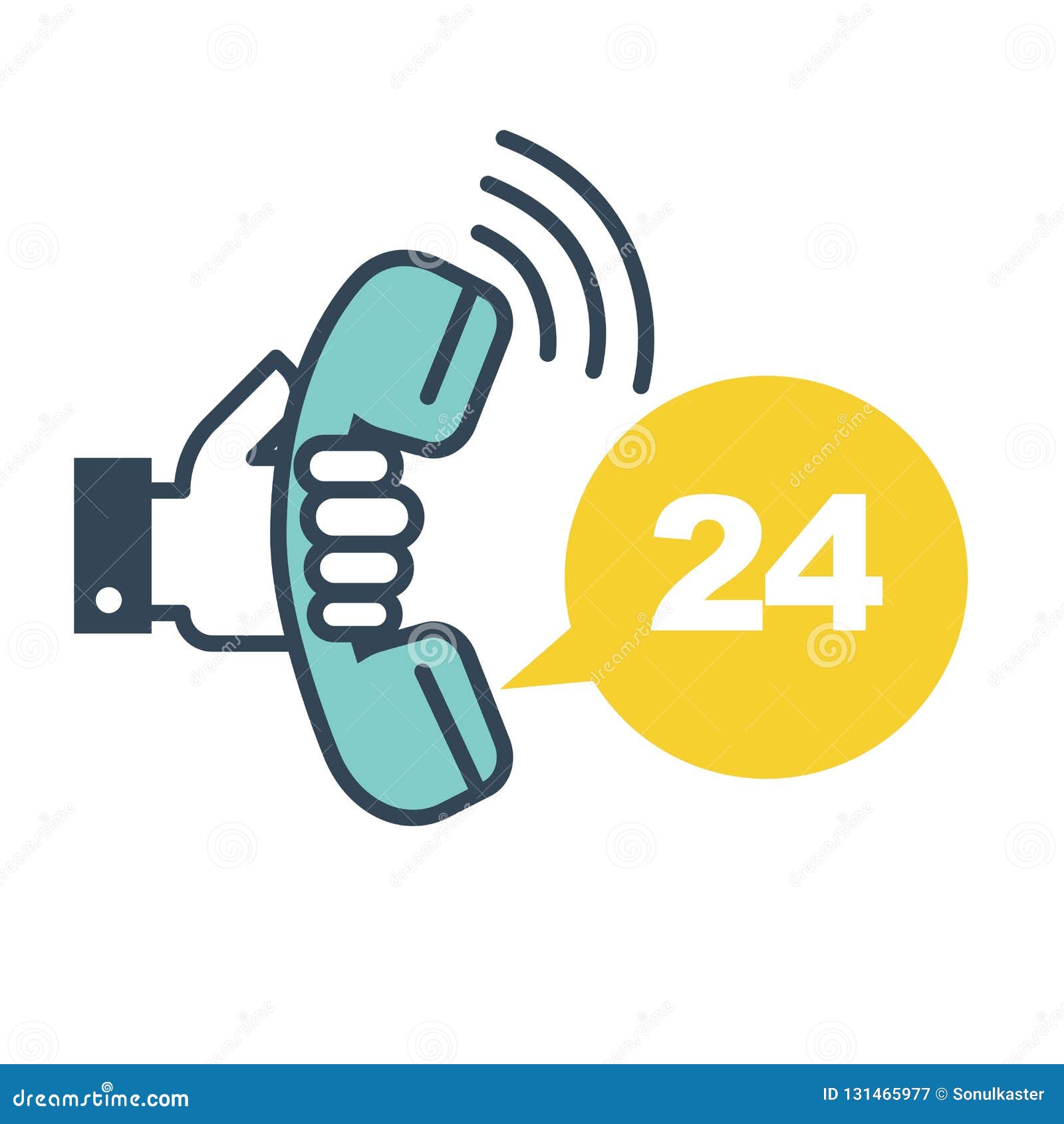 Support Call 24 Hours Online Every Day Hotline Isolated Icon Stock