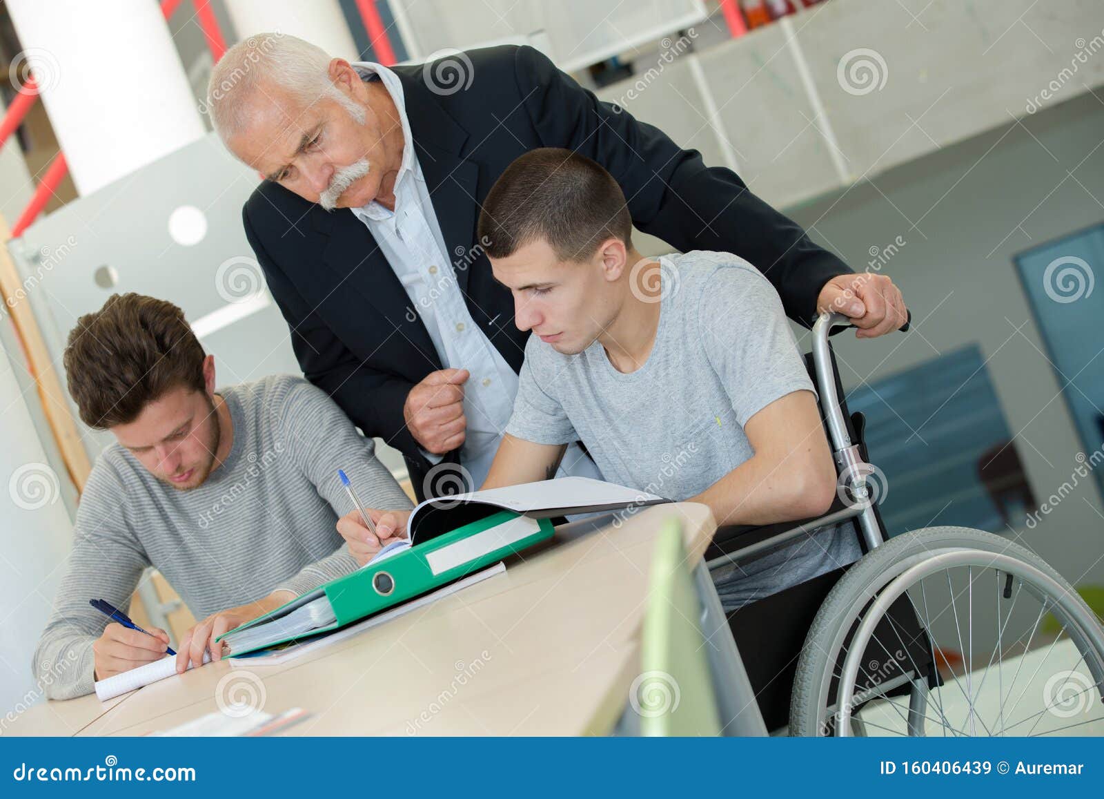 Support Class for Student on Wheelchair Stock Image Image of class