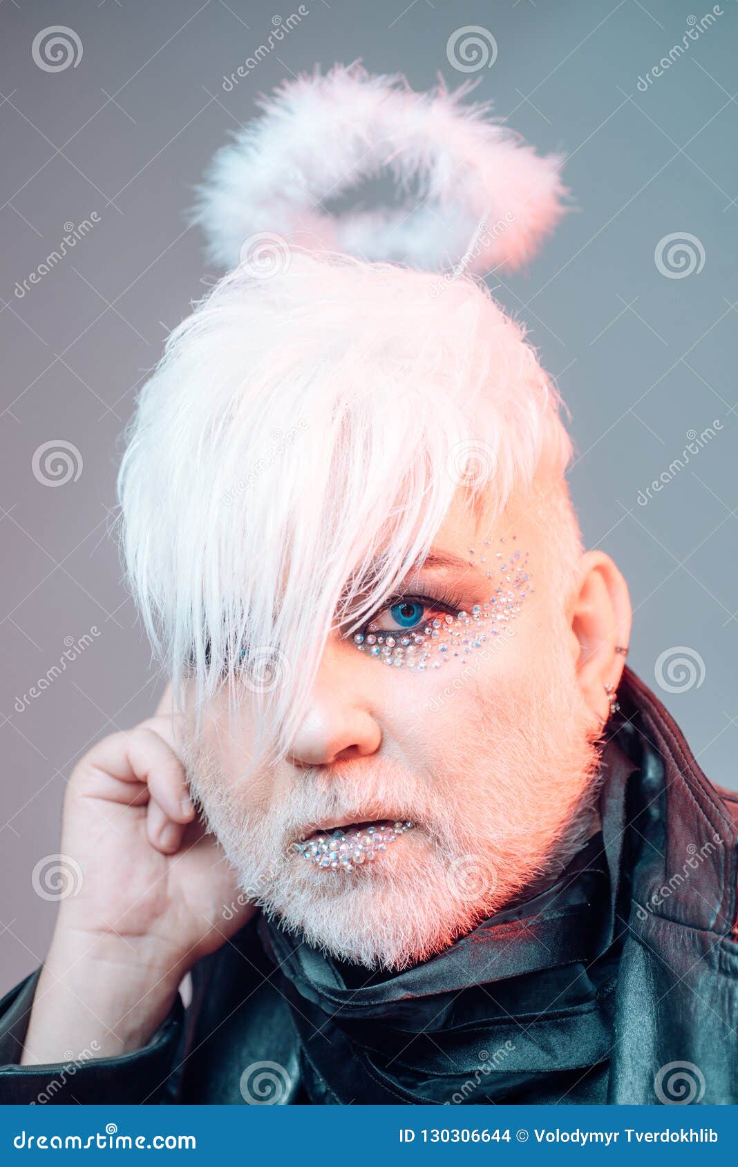 Support Transgender Rights. Exotic Hipster Man with Fashion Hairstyle.  Bearded Man with Male Makeup Stock Photo - Image of visage, makeover:  130306644