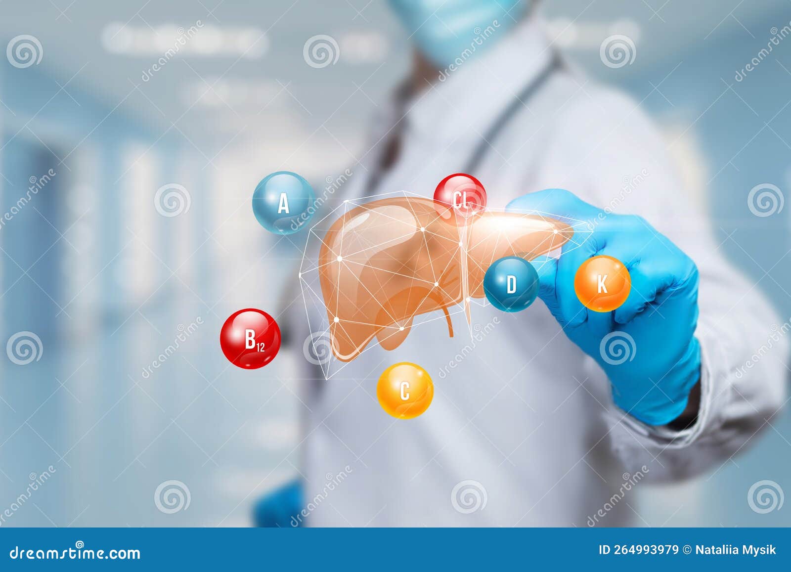 Support and Treatment of the Liver with Vitamins Stock Image Image of