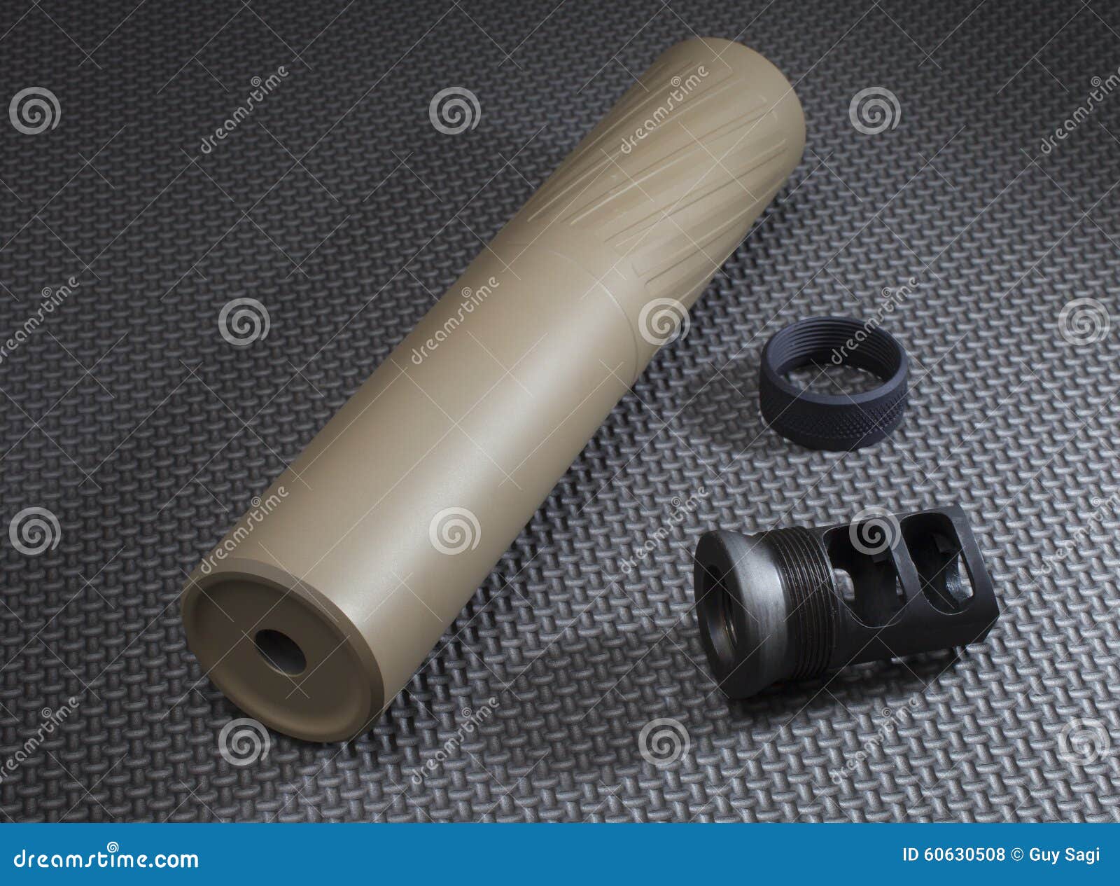 Suppressor and adapters stock photo. Image of muzzle 60630508