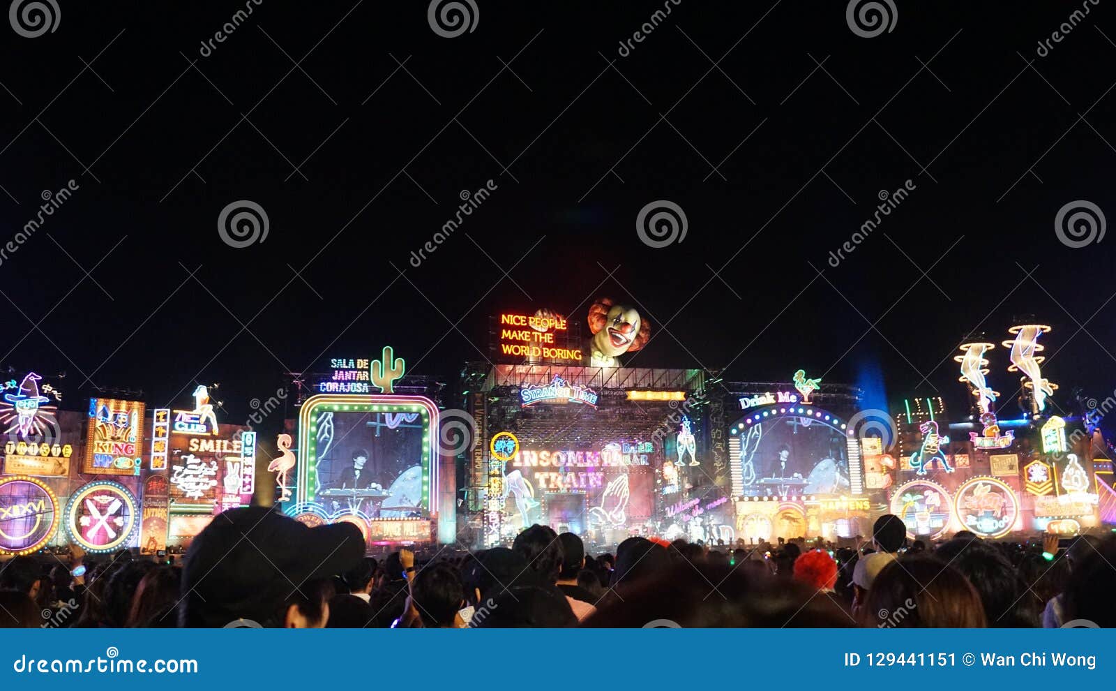 Supreme Outdoor Neon Stage In Sekai No Owari Concert Insomnia Train Editorial Photo Image Of Famous Coloured