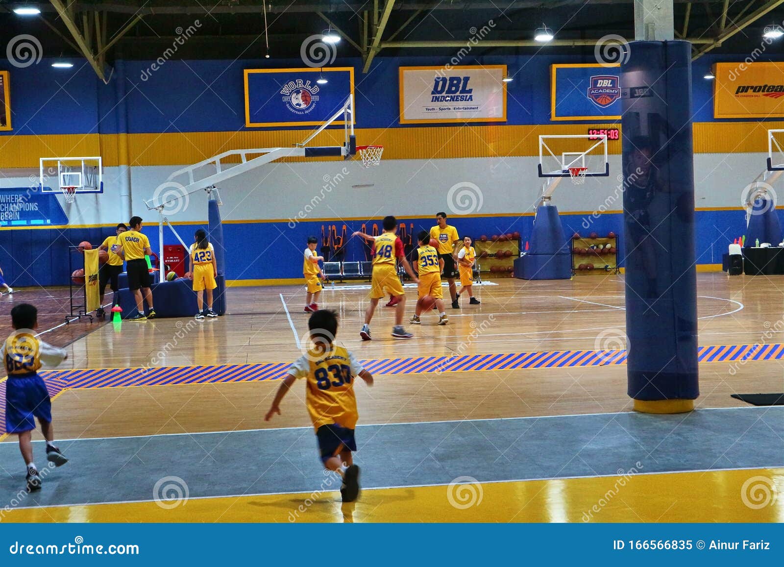 SURABAYA, 03/03/2020 INDONESIA: Kids Playing Indoor Basketball, during