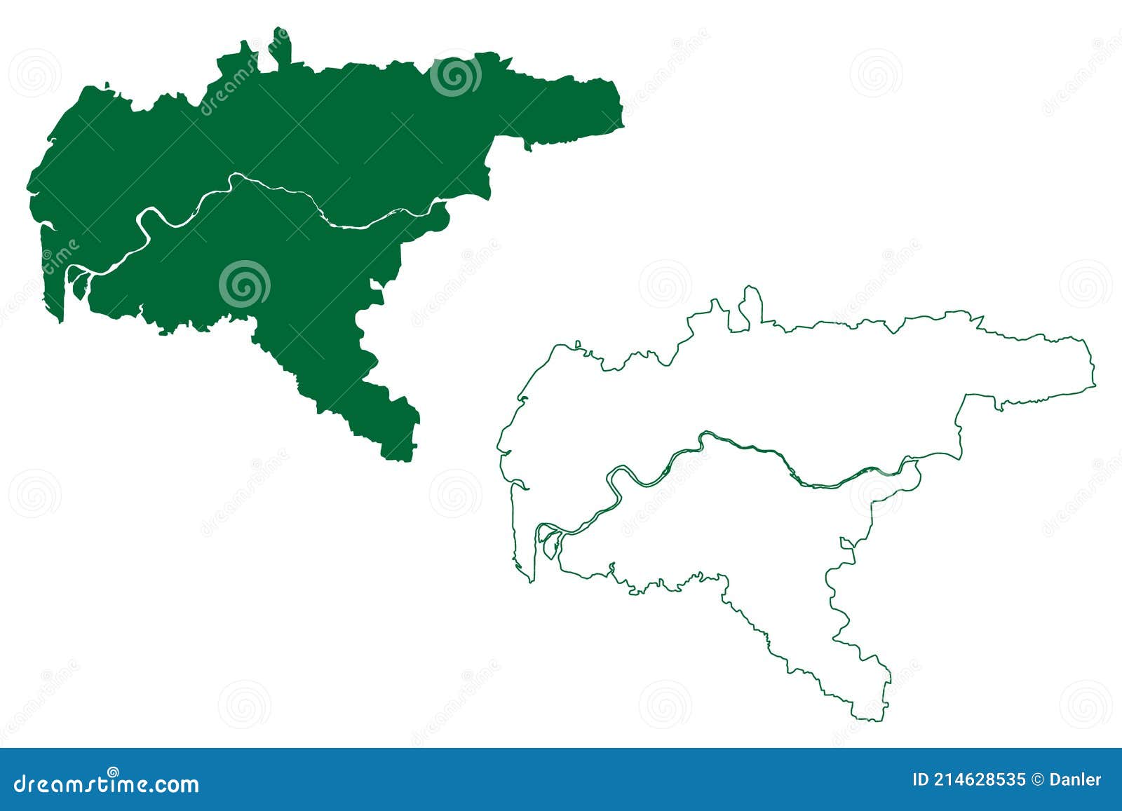 Surat District Gujarat State, Republic Of India Map Vector Illustration