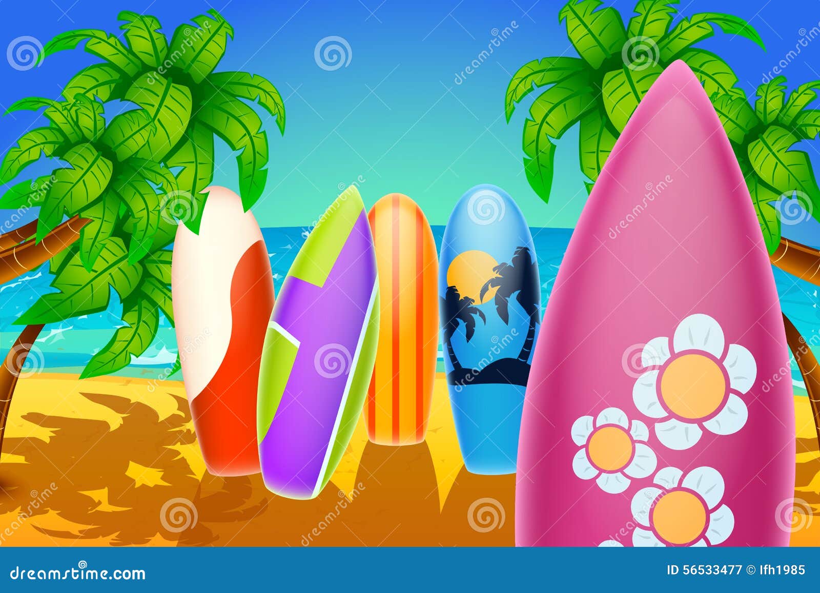 Surf board in the sand stock vector. Illustration of coast 56533477