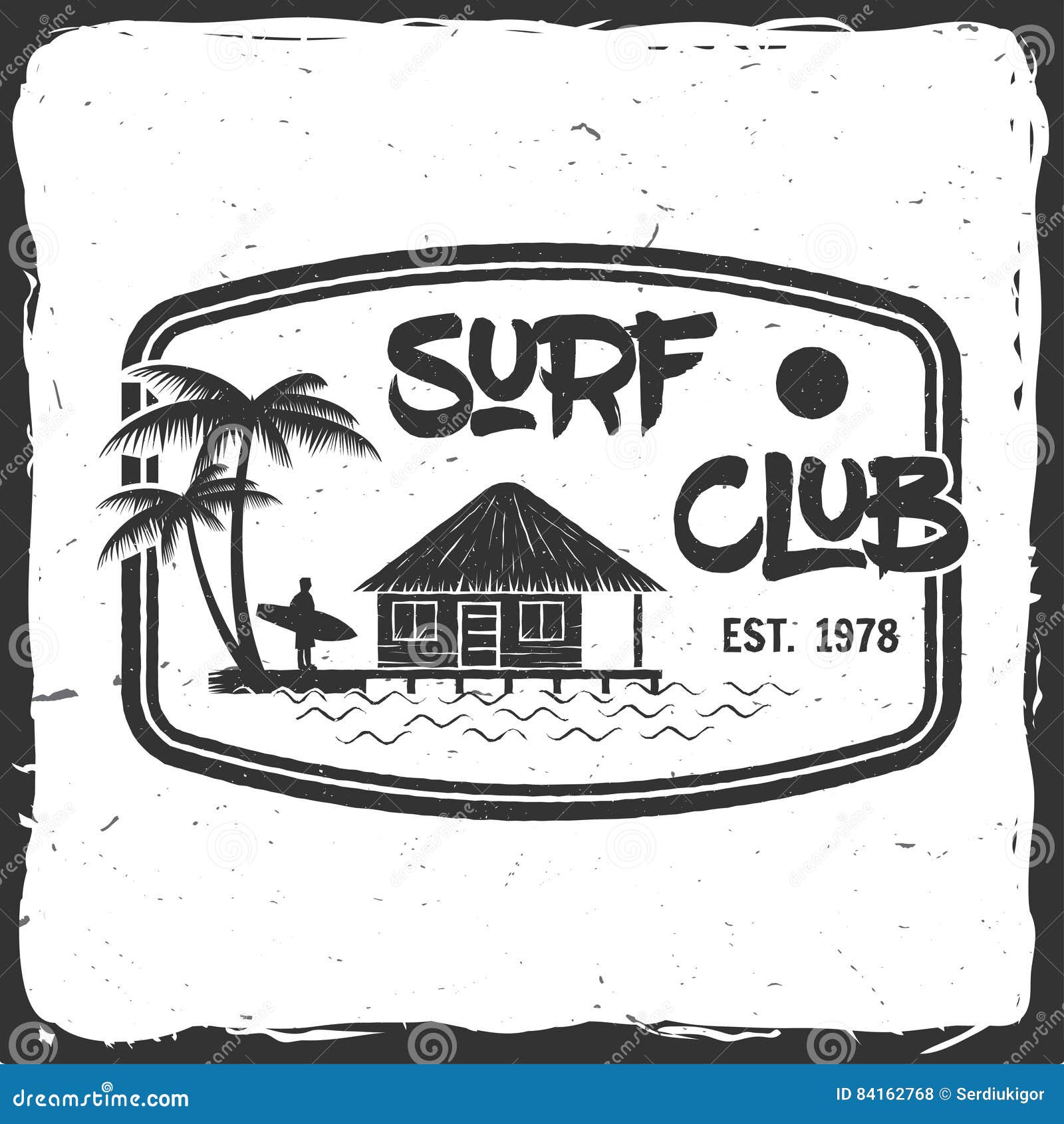 Surf club concept. stock vector. Illustration of palm - 84162768