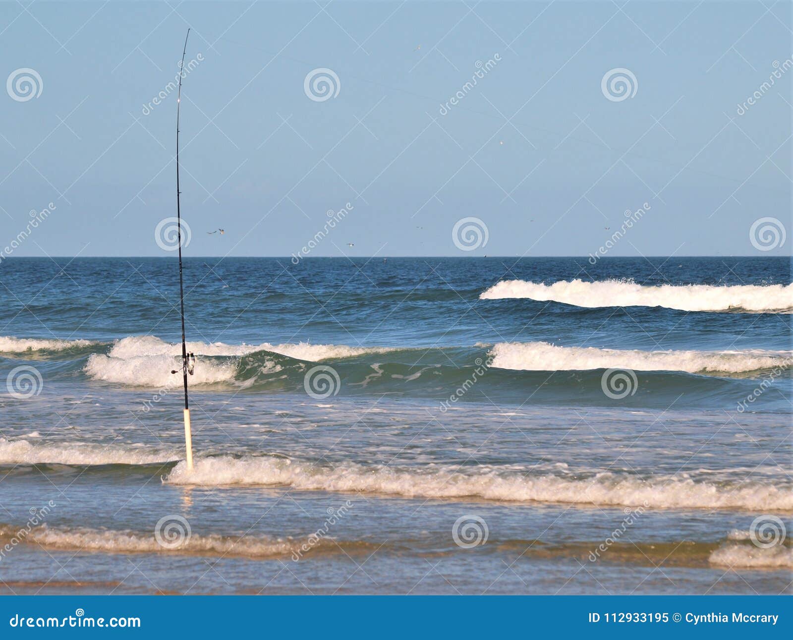 Surf Fishing at New Smyrna Beach, Florida Stock Image - Image of