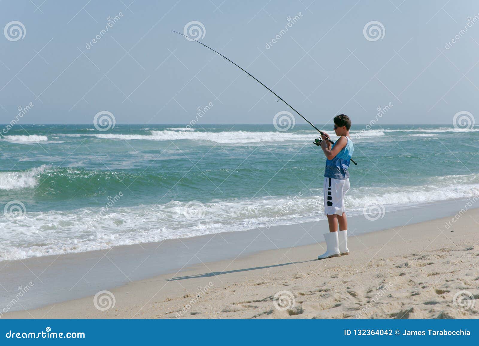 Surf Fishing Off Sandy Hook Beach Stock Photo - Image of oute, coast:  132364042