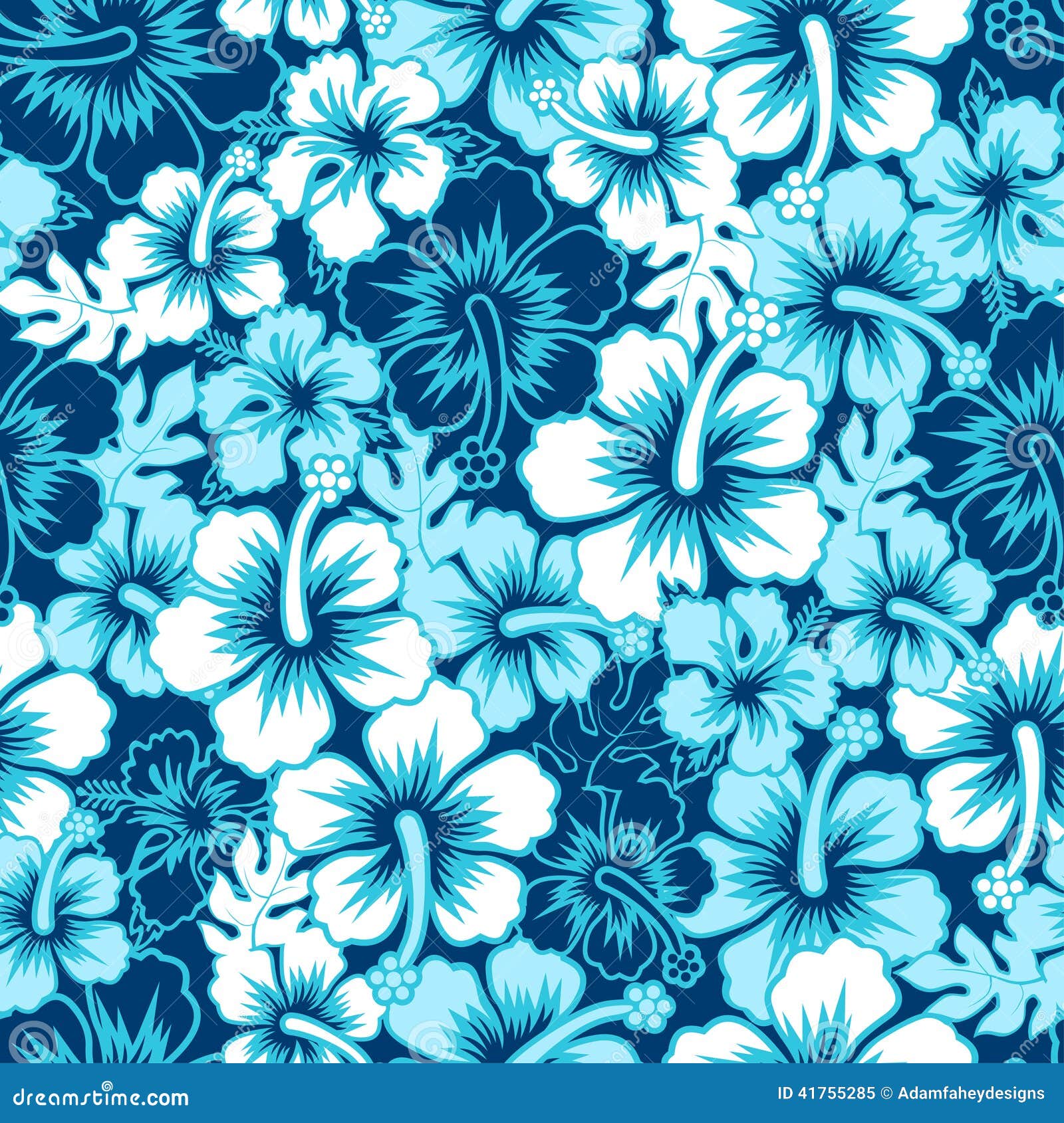 surf floral hibiscus seamless pattern