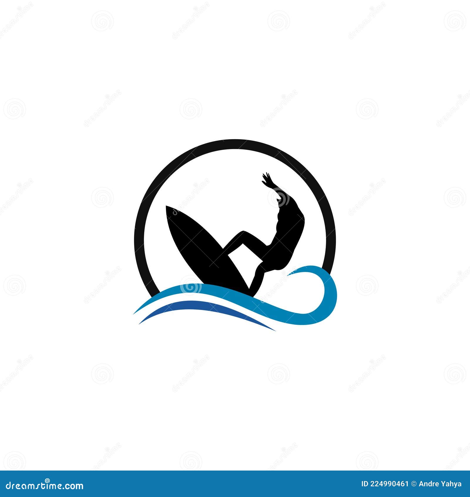 Surf Logo Template Water Sports Design Vector Stock Vector