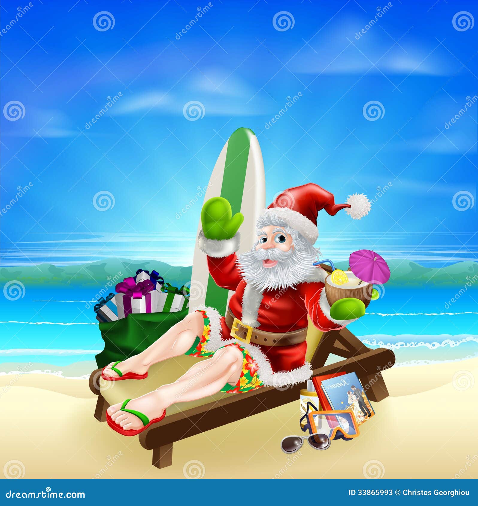 free clipart santa on the beach - photo #44