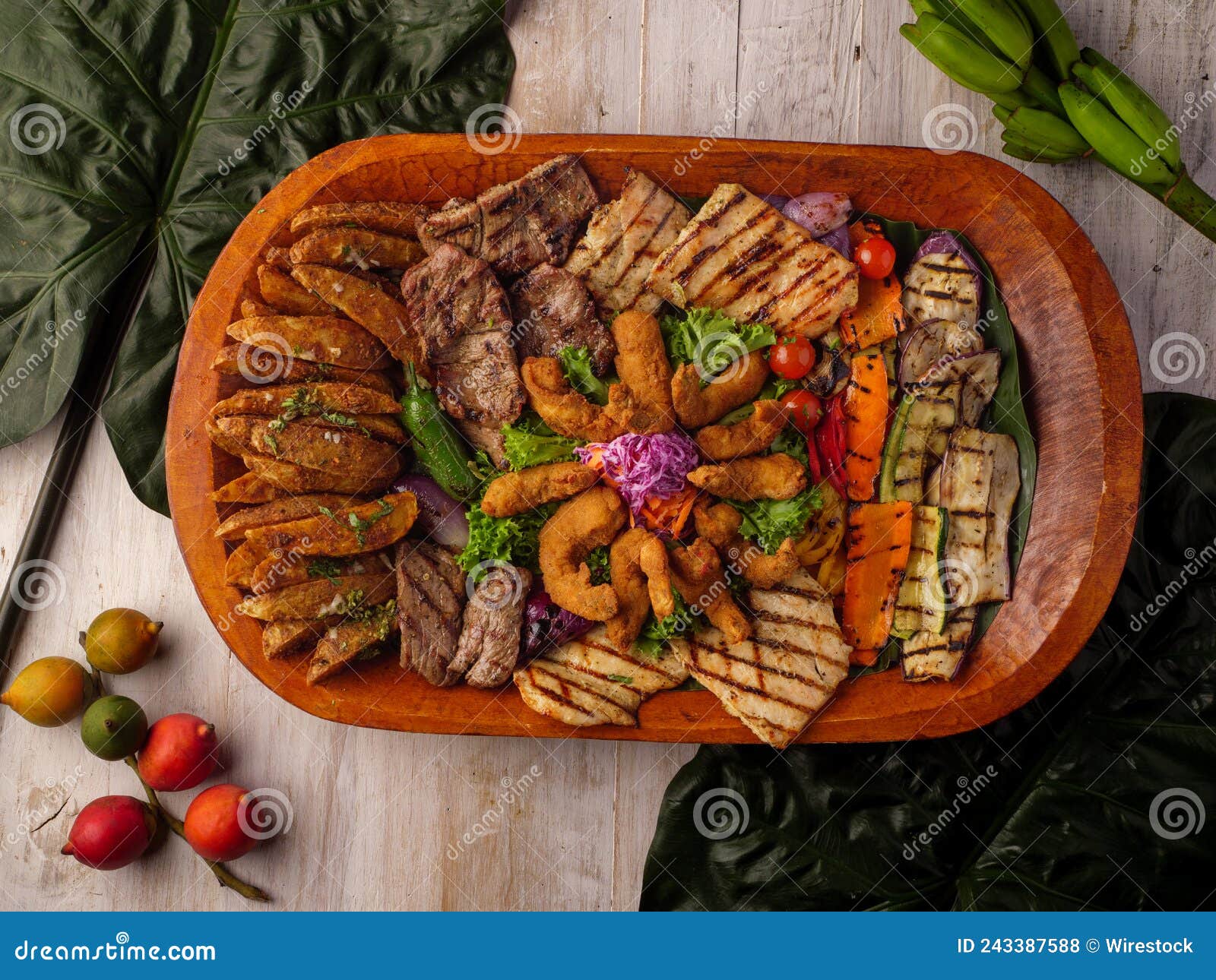 Surf and Turf platter stock photo. Image of shrimp, vegetables 243387588