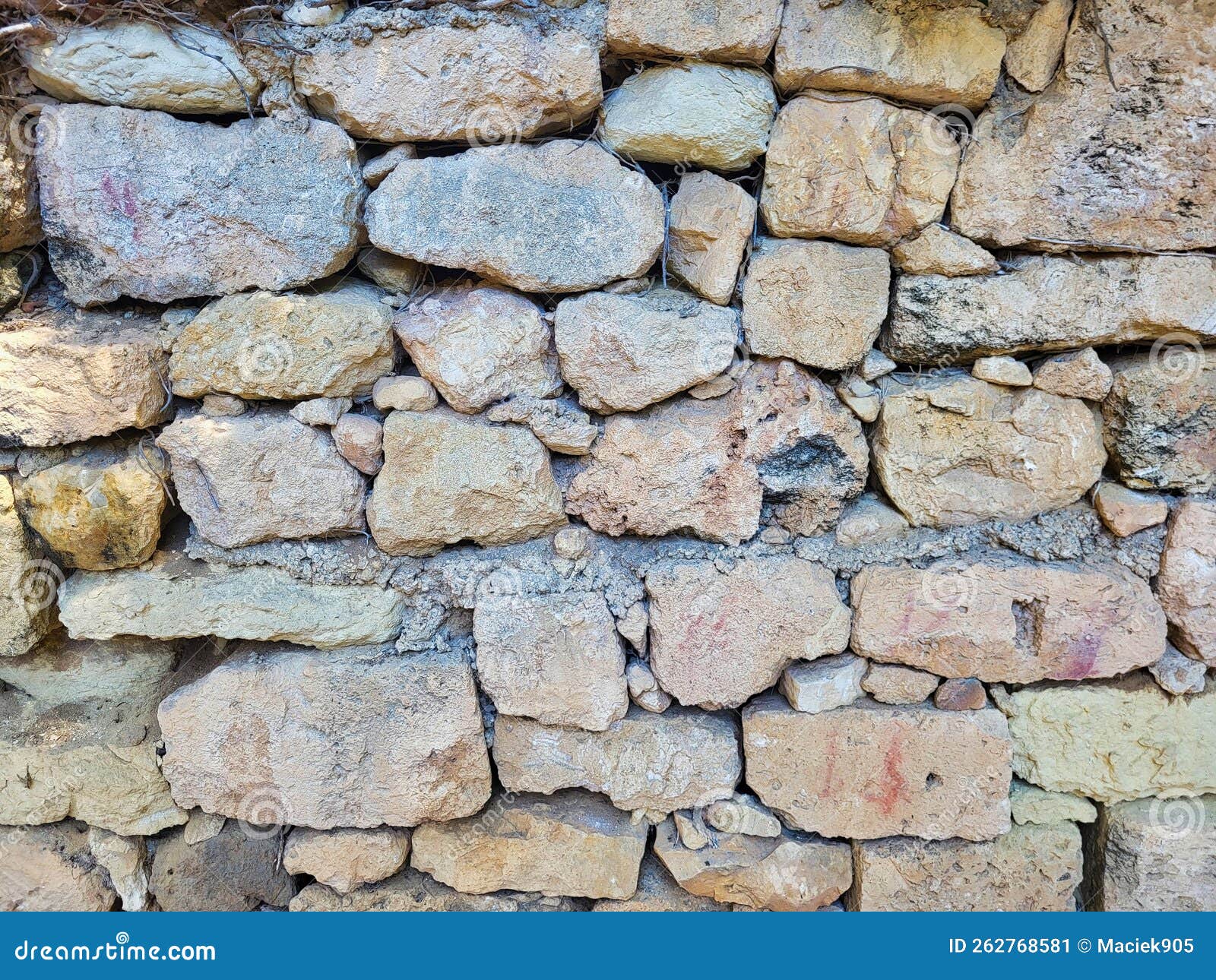 Surface with Asymmetrical Stones. the Art Wall. Stone Wall Texture