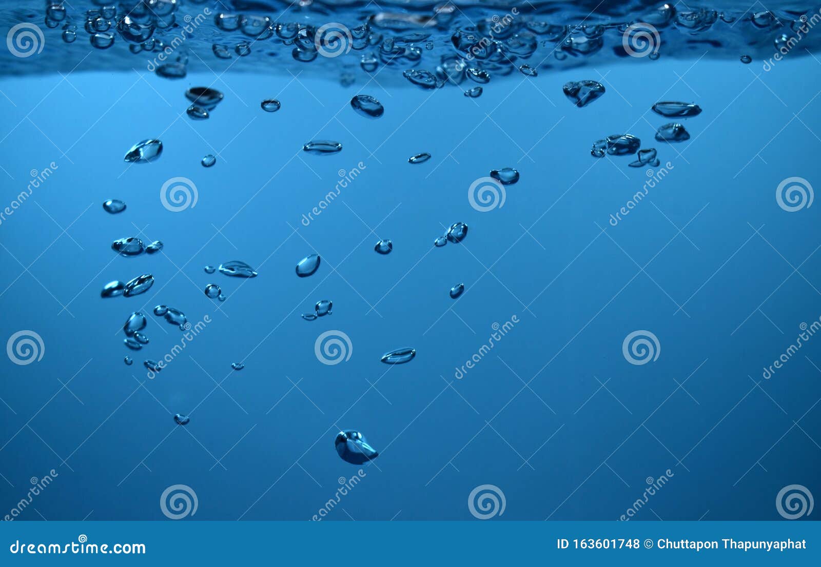 Surface Bubbles Under Blue Water Background Stock Photo Image of