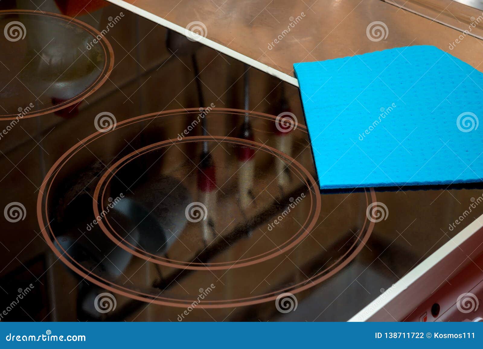 The Surface of the Ceramic Hob and Cloth, Cleaning the House Stock