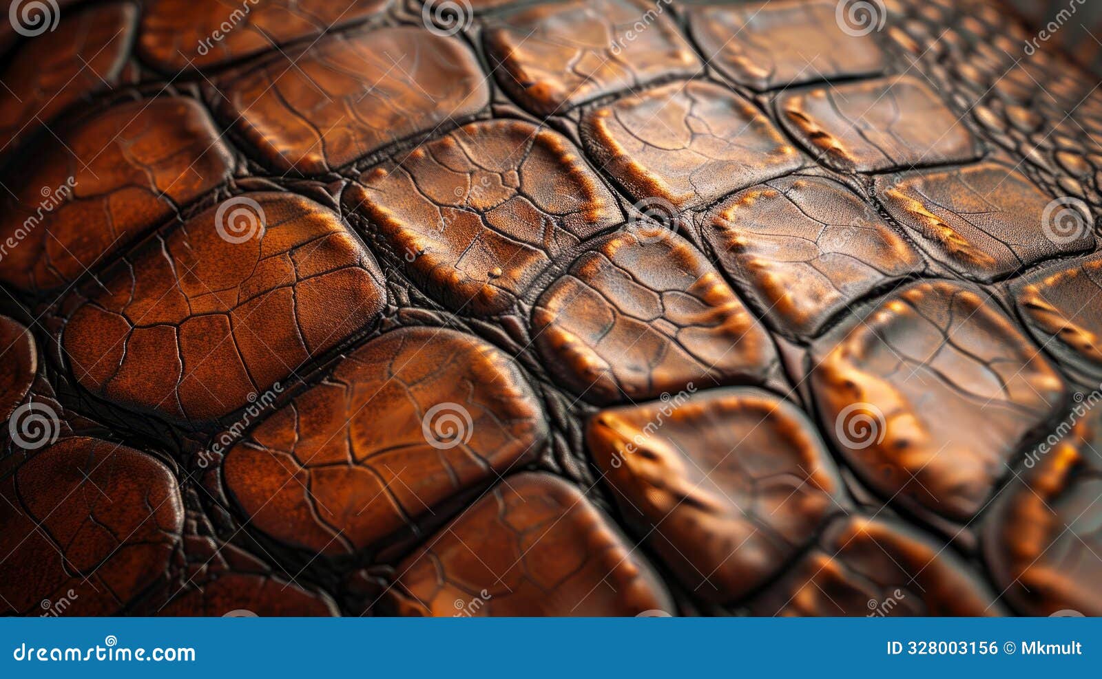 synthetic crocodile skin texture close-up in warm brown tones