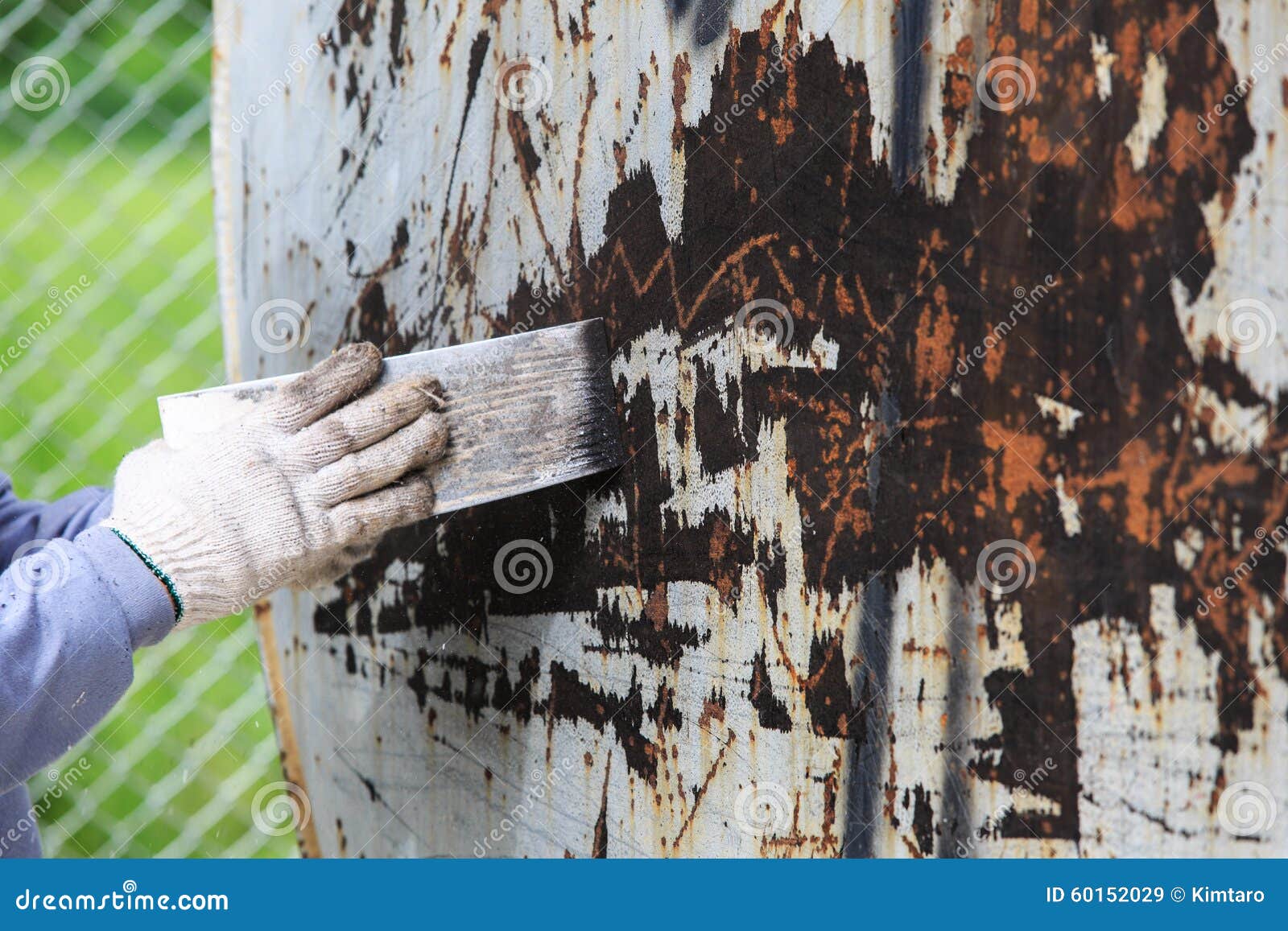 Surface Preparation by Trowel for Remove Old Paint Stock Image Image
