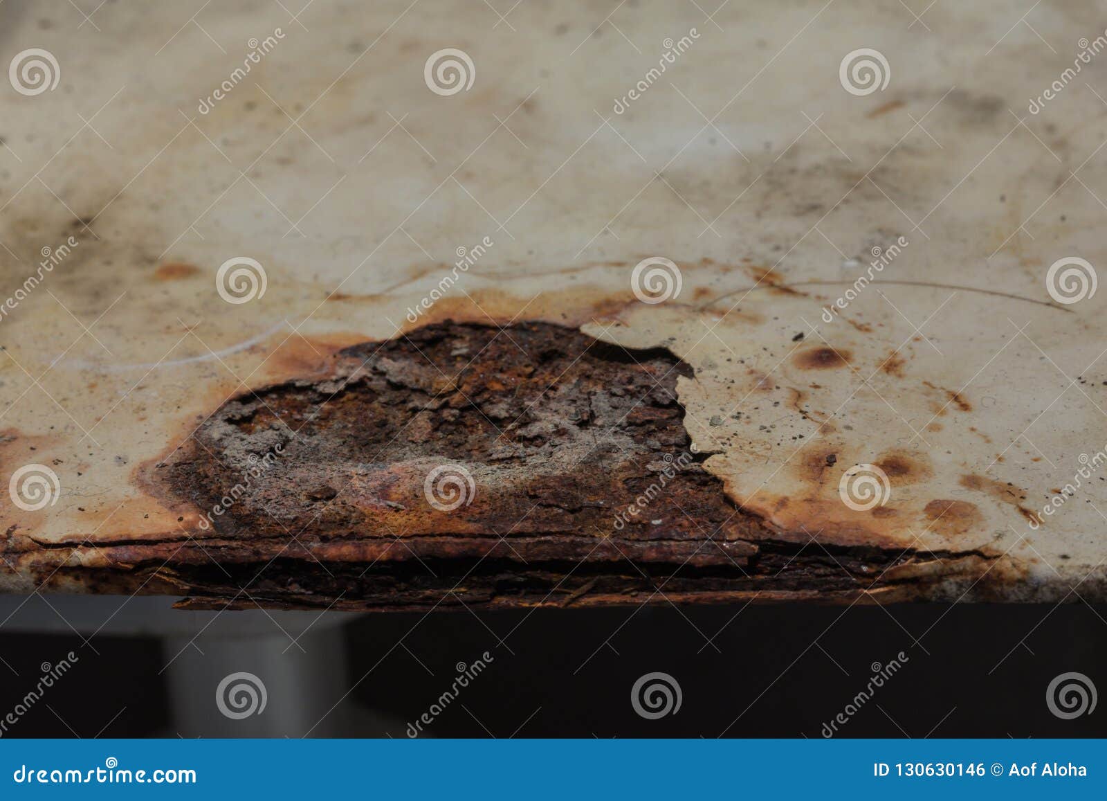 surface rust on the white steel surface.