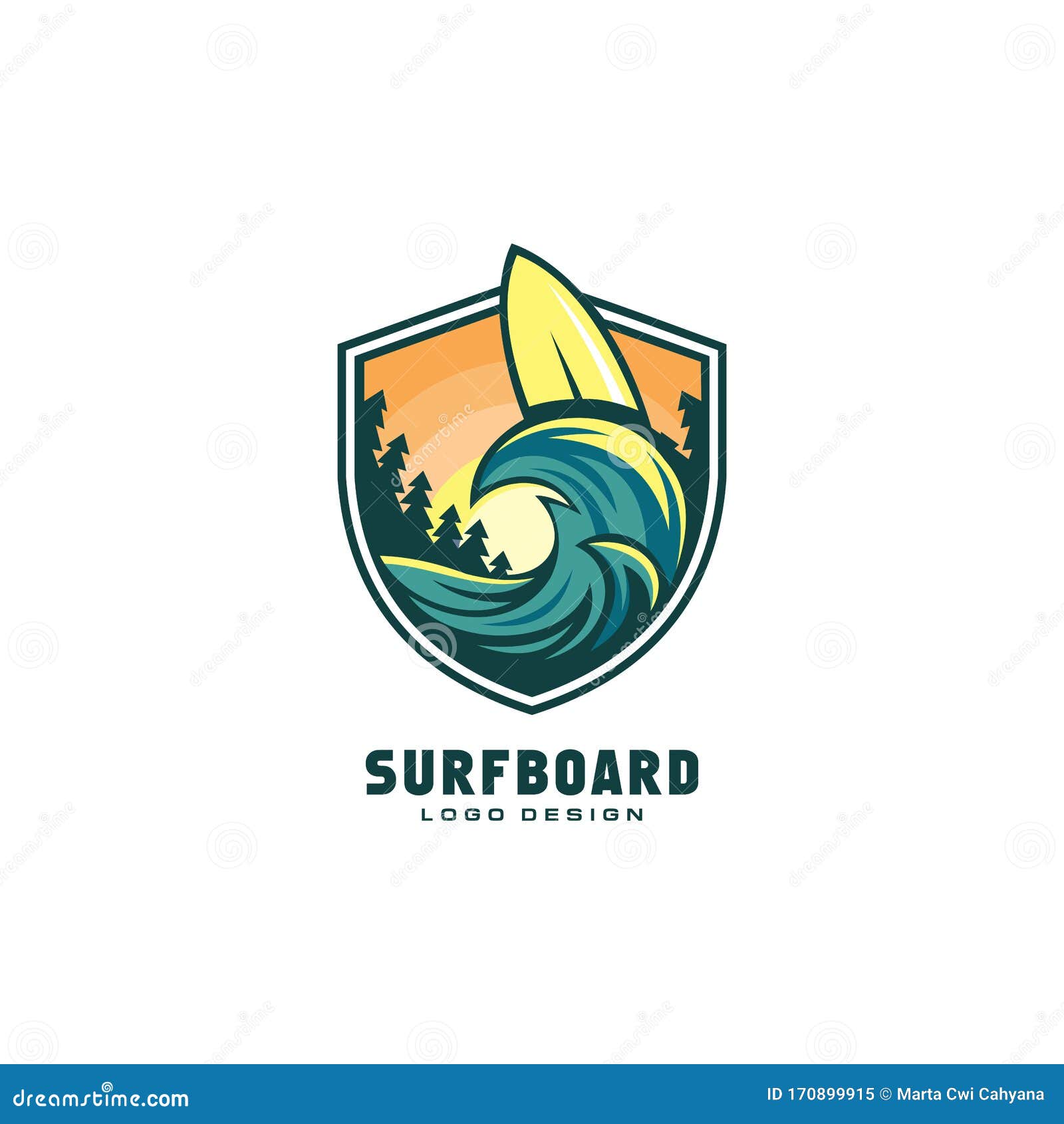 Surfboard Logo Vector Logo Designs Premium Stock Vector Illustration