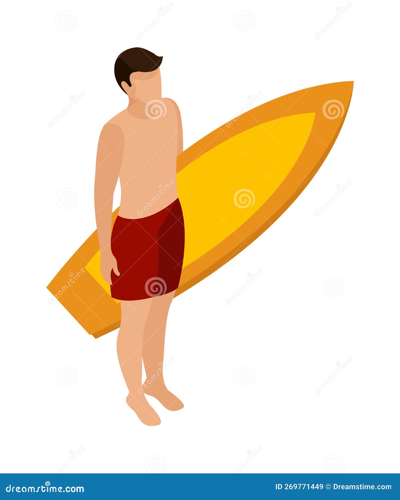 Surfboard Man Isometric Composition Stock Vector Illustration of