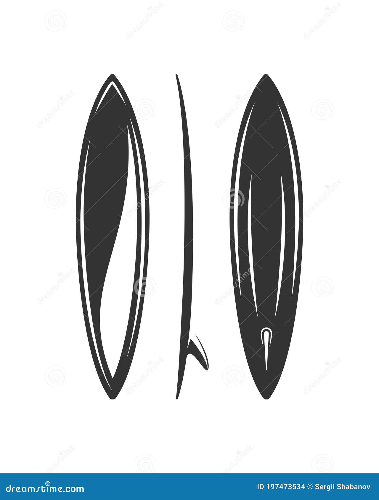 Surfboard Silhouette Isolated on White Background Stock Vector Illustration of banner, icon