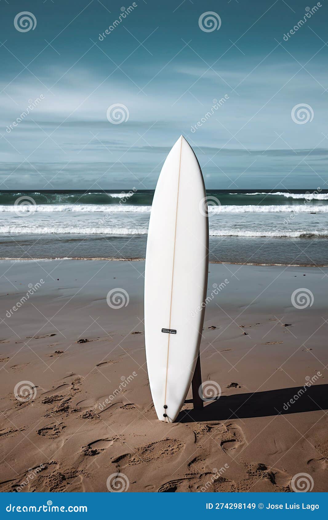 Surfboard Stuck in the Beach Sand Stock Illustration Illustration of