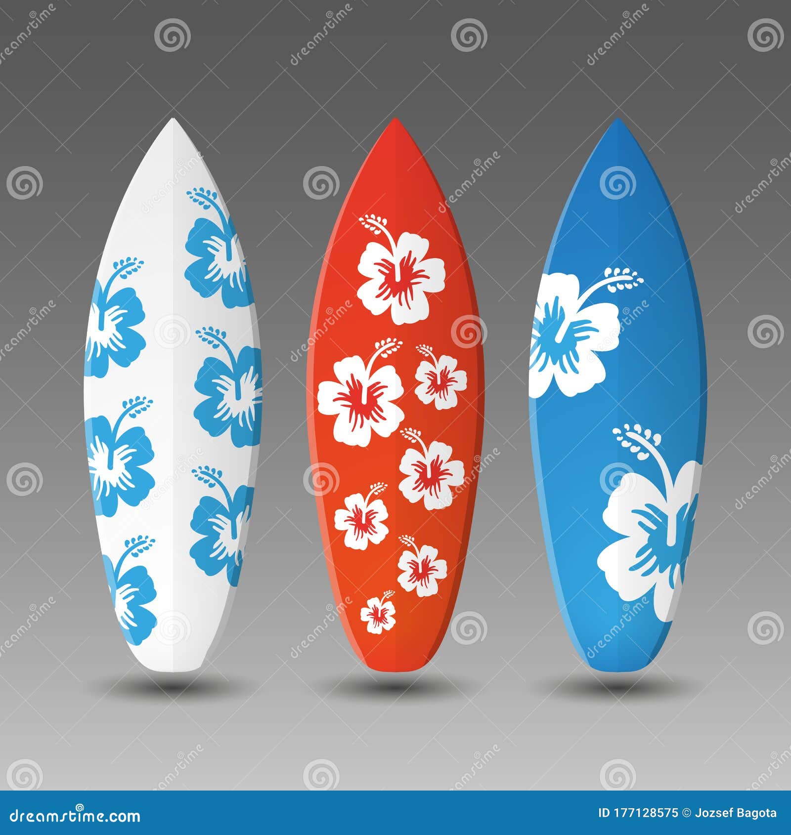 Surfboards Design Template with Flowery Pattern Stock Vector Illustration of board, banner