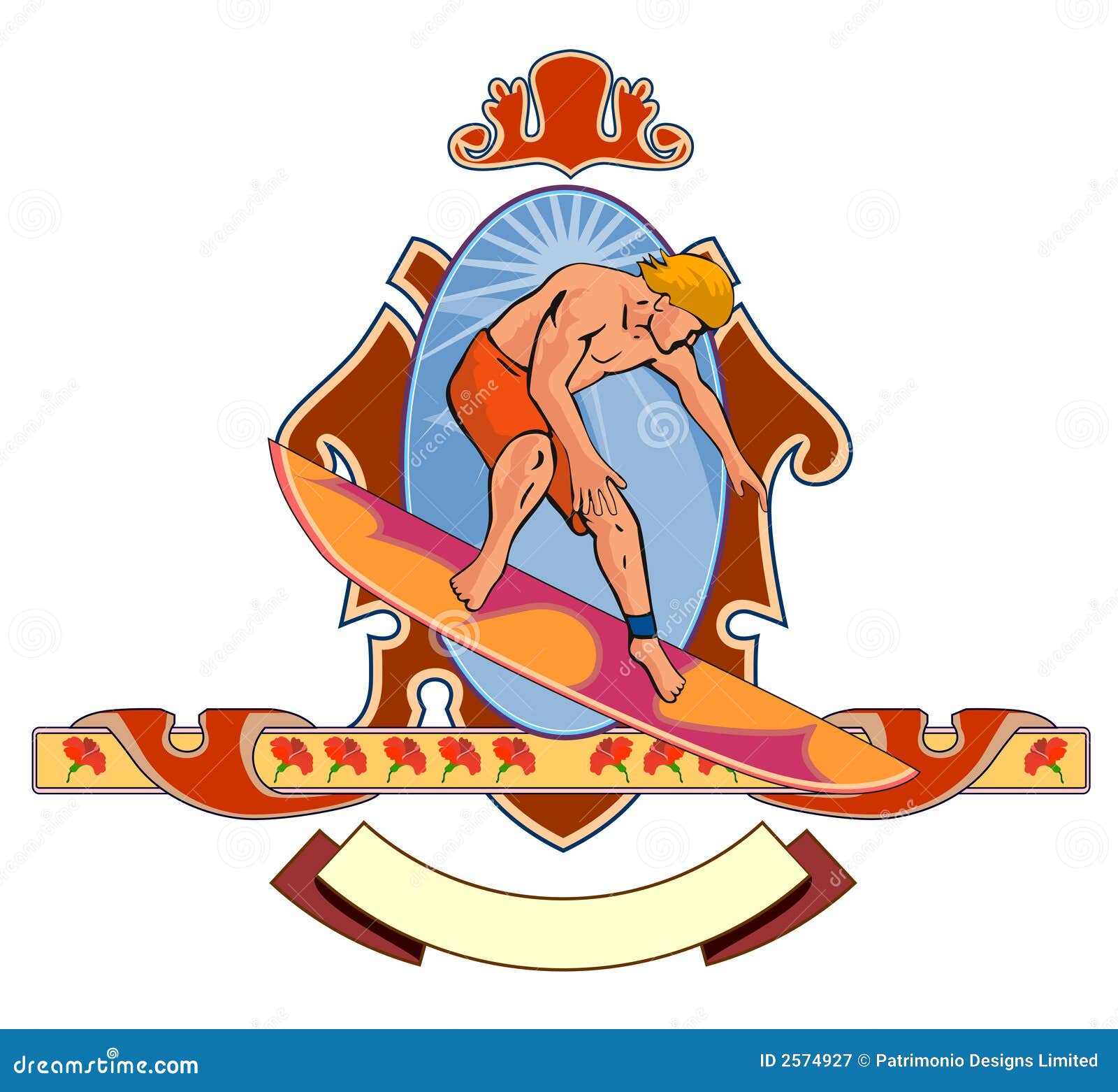 Surfer Dude Riding Wave Escudo Stock Vector Illustration of beach