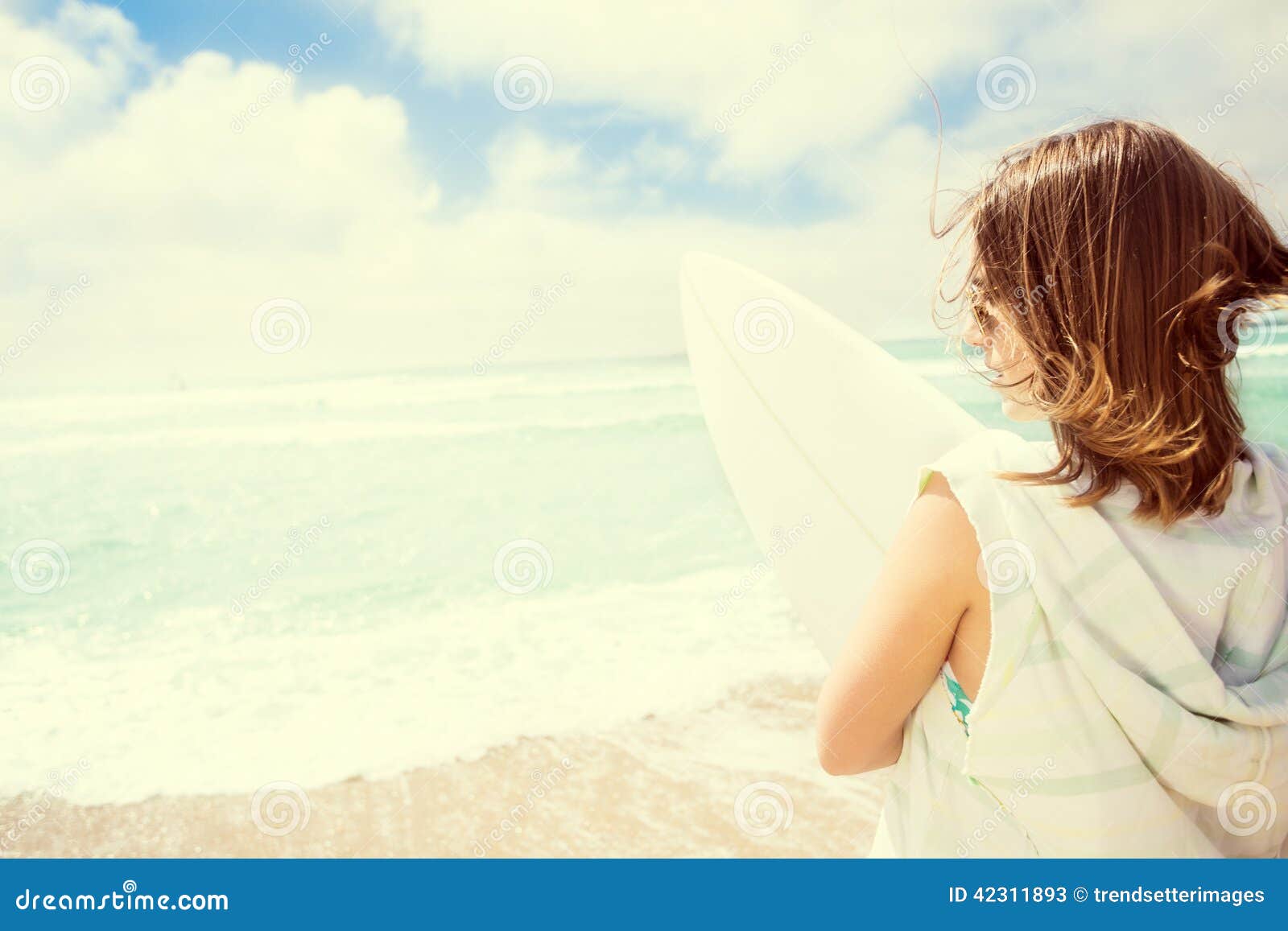 Surfer girl on the beach stock image. Image of beach 42311893