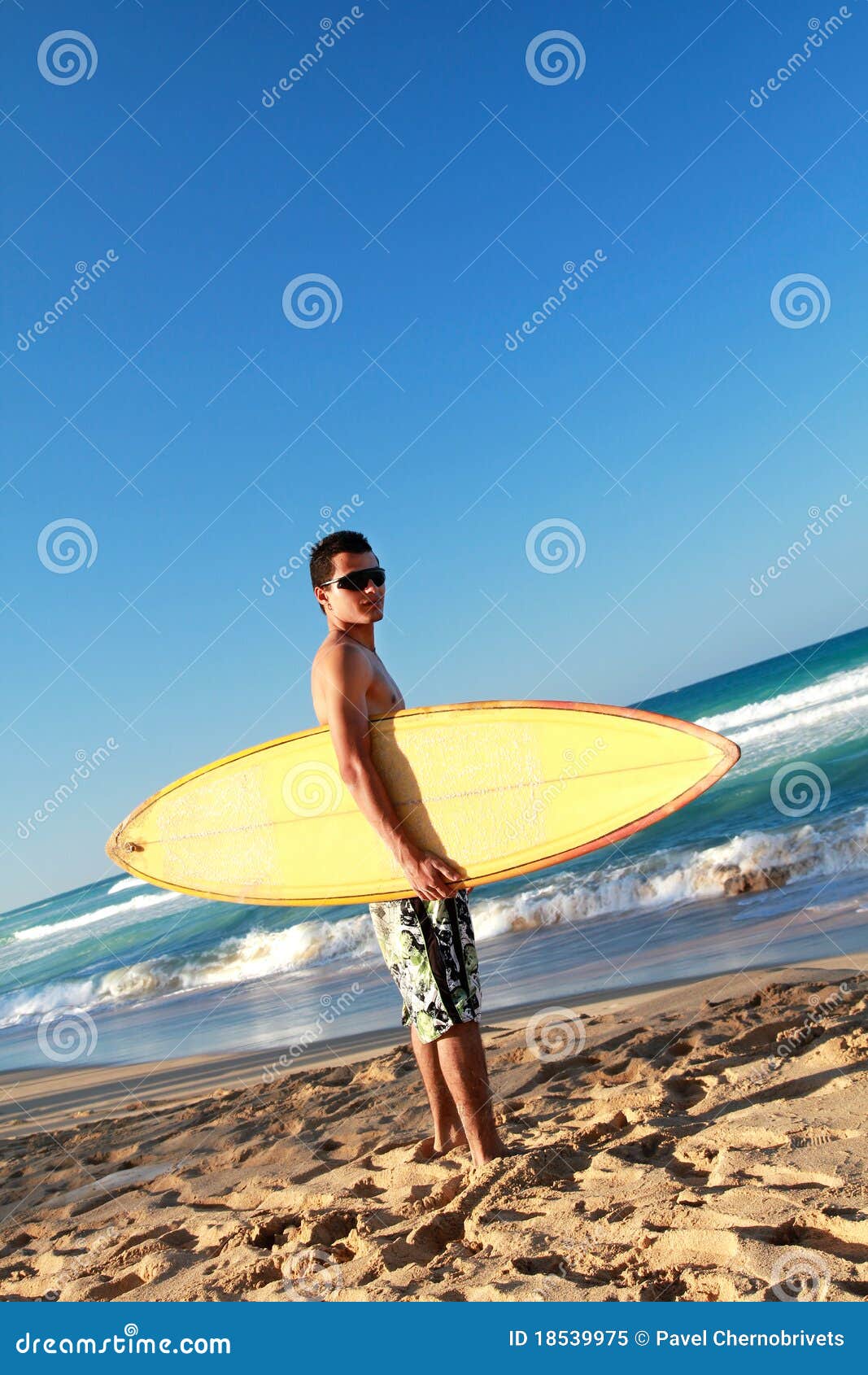 Surfer Holding a Surfboard on Beach Stock Image - Image of looking ...